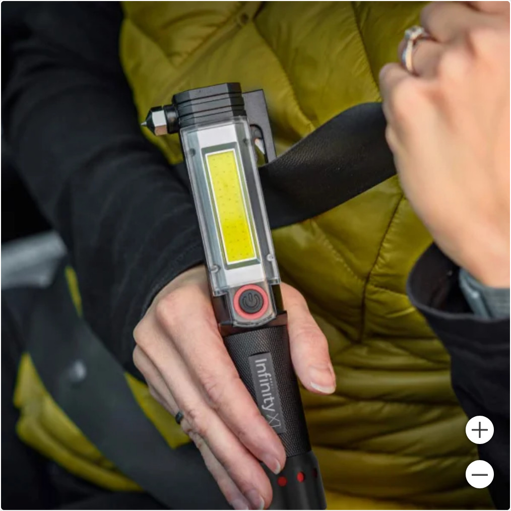 Infinity X1 Auto Light with 7-in-1 Emergency Tool 2 pack + 6 AA Duracell Battery