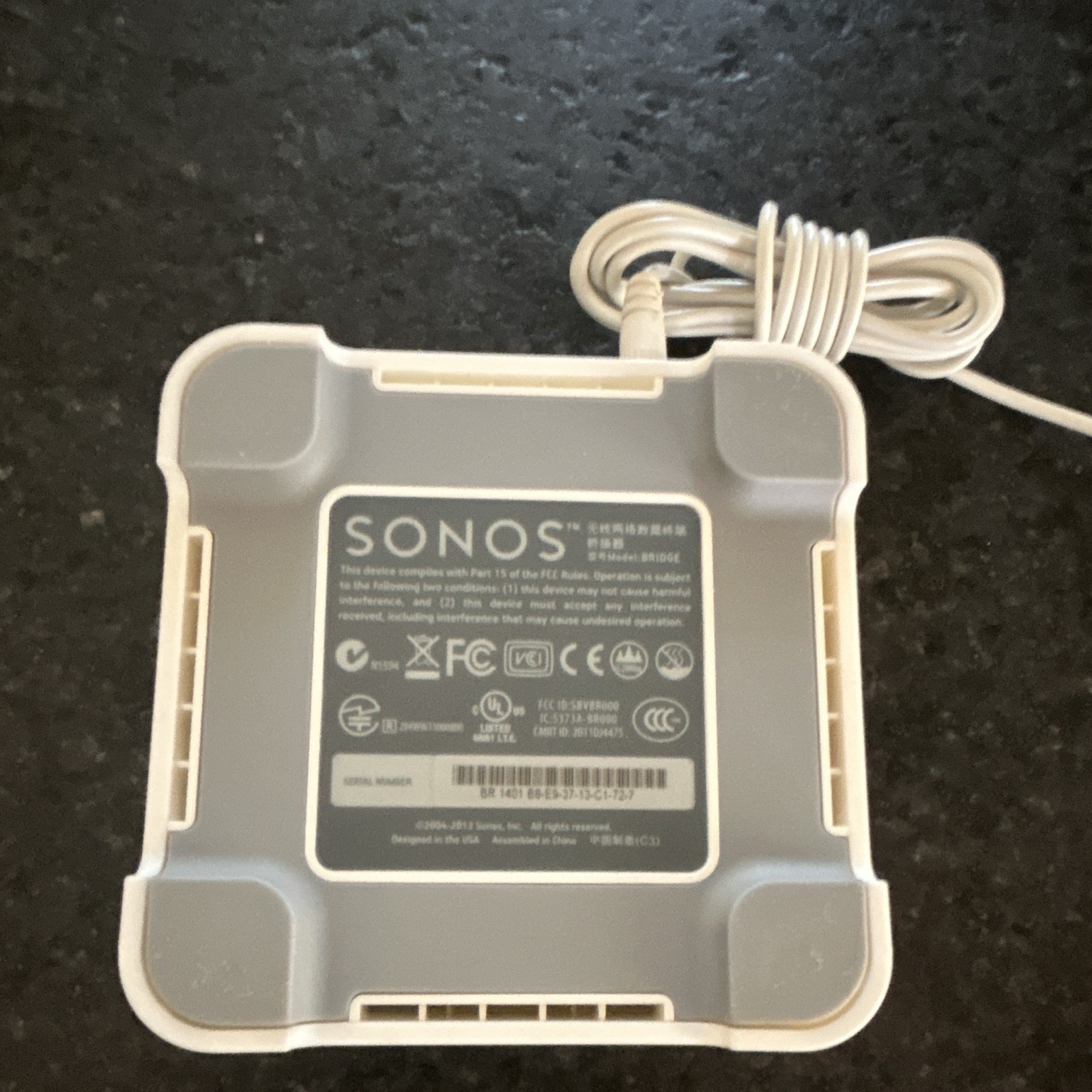 Sonos Wireless Bridge BRIDGE Network Adapter White w/ US Plug Power Adapter