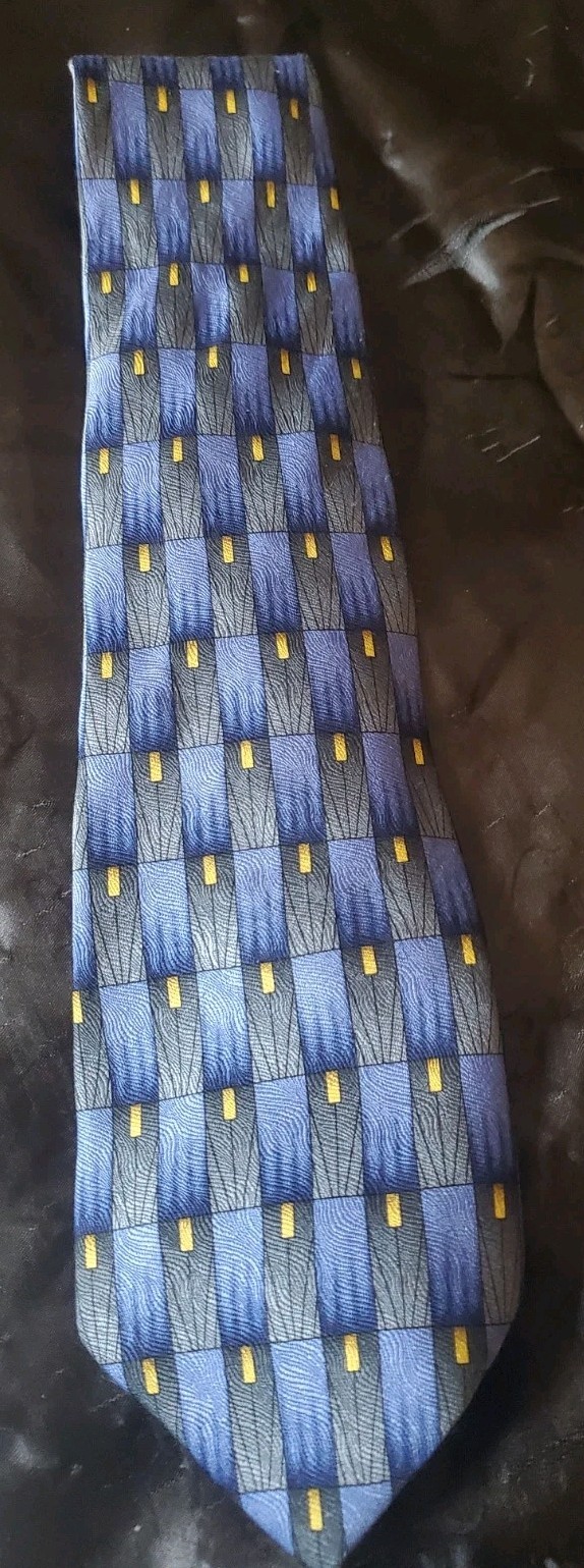 Grateful Dead 100% Silk Tie Blue Yellow "Scarlet Fire 11th Set"   1996 GDP