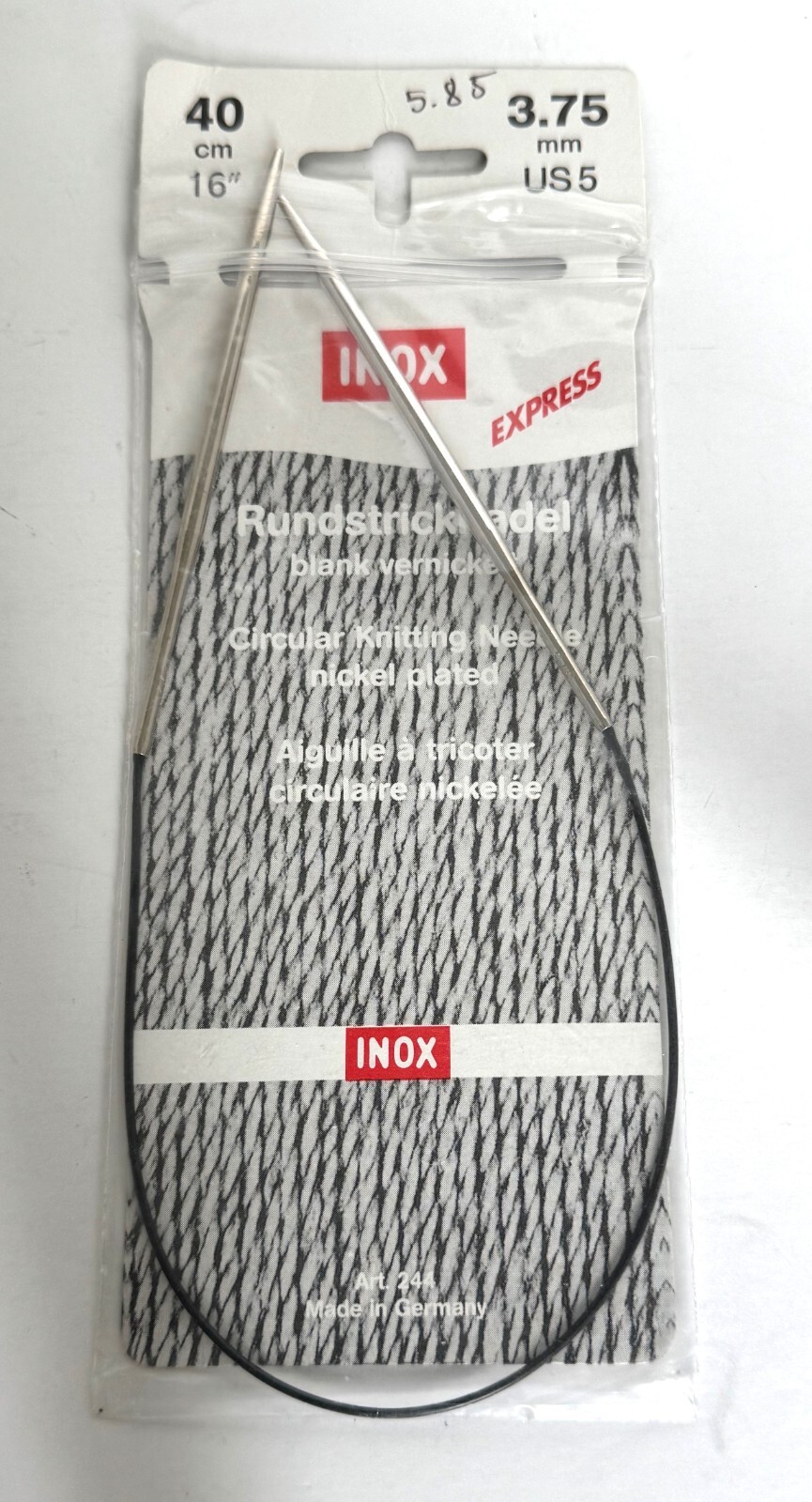 Inox Circular Knitting Needles, Nickel Plated, Plastic, excellent used condition