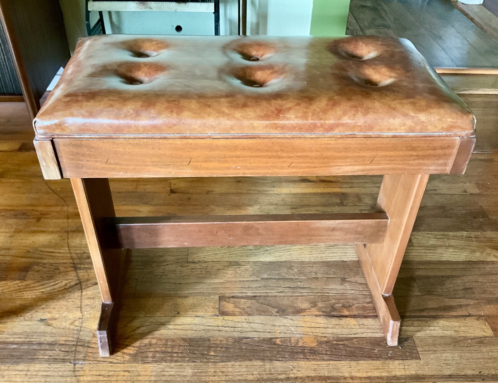 Vintage Kimball Organ Piano vinyl tufted padded seat  Bench flip top storage
