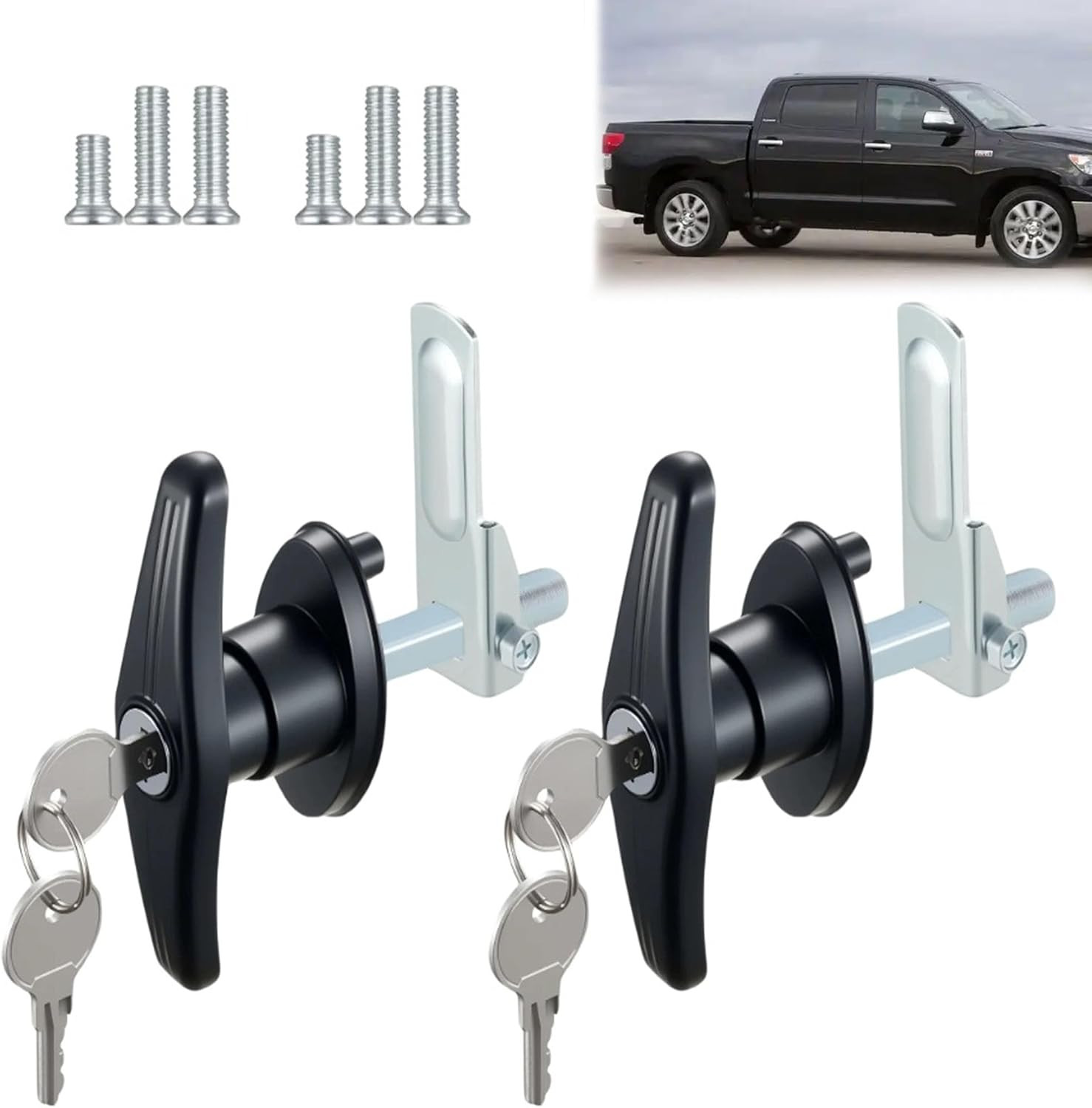 2PCS Truck Cap Locking T-Handle, Camper Shell Accessories, T-Handle Latch with K