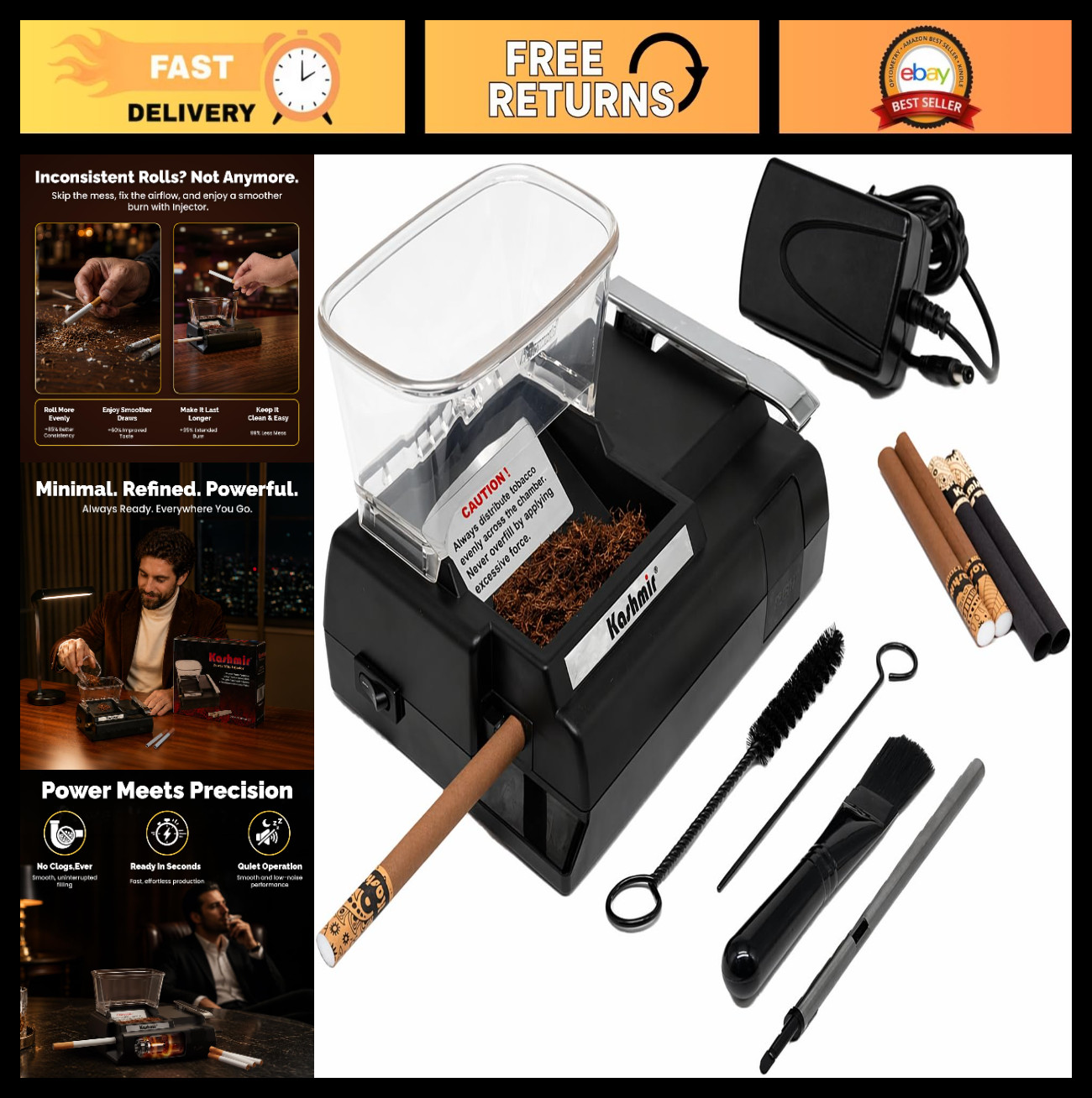 Electric Tobacco Injector Machine - Compact & Portable Cigarette Roller for King