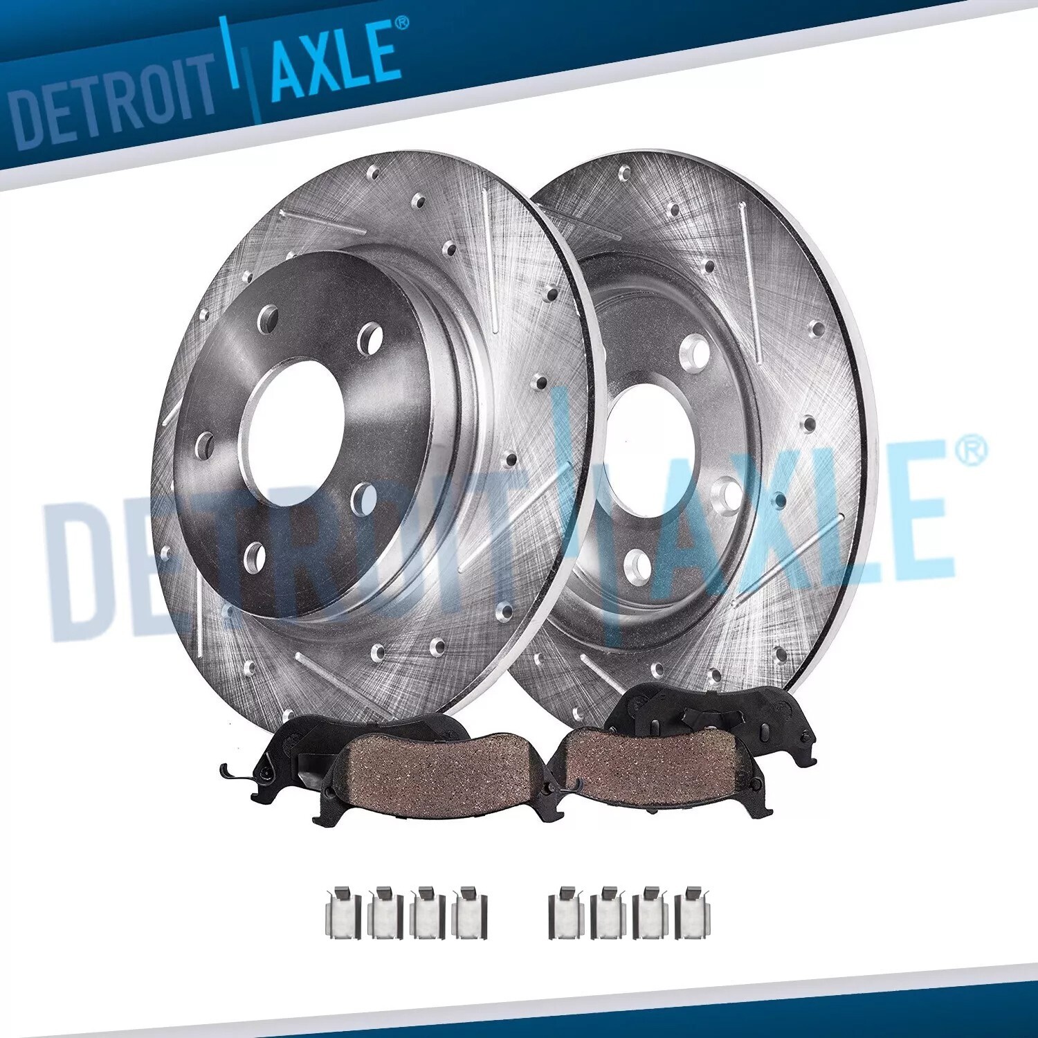 Rear Drilled Rotors Brake Ceramic Pads for Lincoln MKS Ford Taurus Explorer Flex