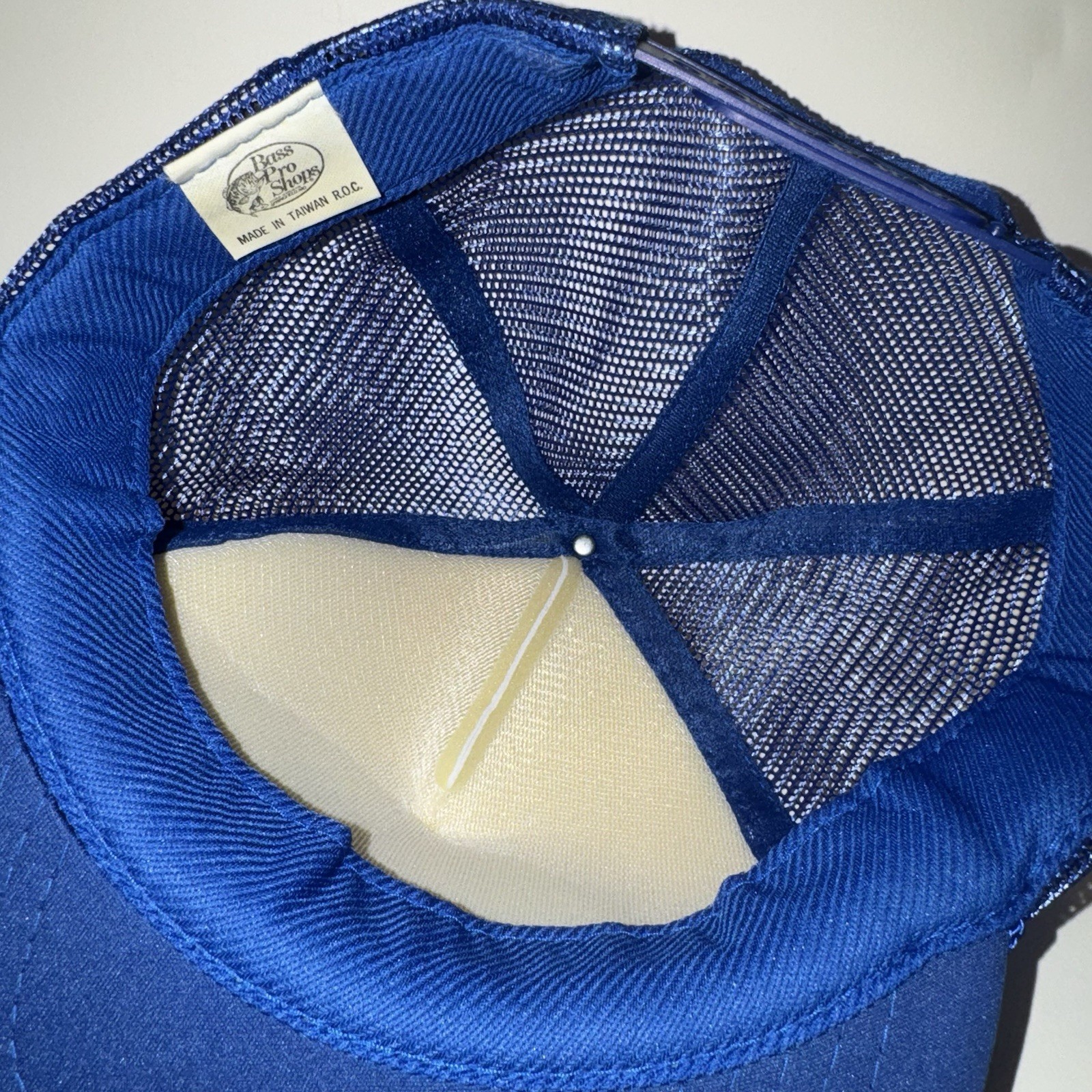 Bass Pro Shops Blue White Mesh Trucker Hat Adjustable Mesh Back Logo