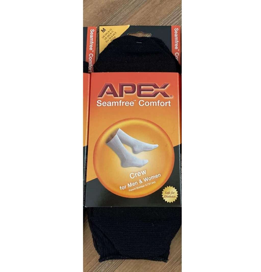 APEX Seamfree Comfort X-Wide Crew for Men & Women,(Size: L) Black