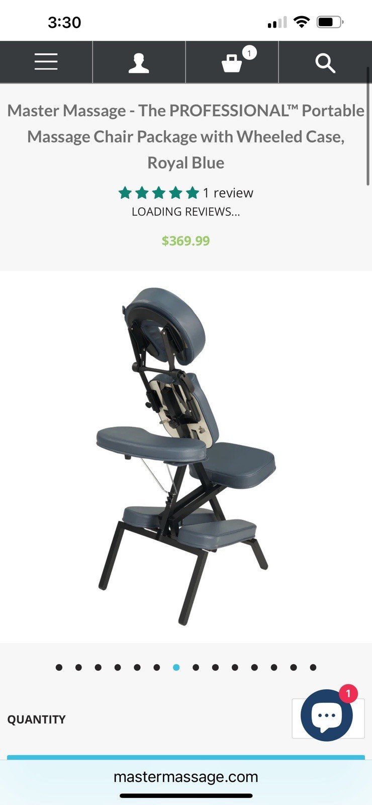 Master Massage PROFESSIONAL� Massage Chair Package with Wheeled Case, Royal Blue