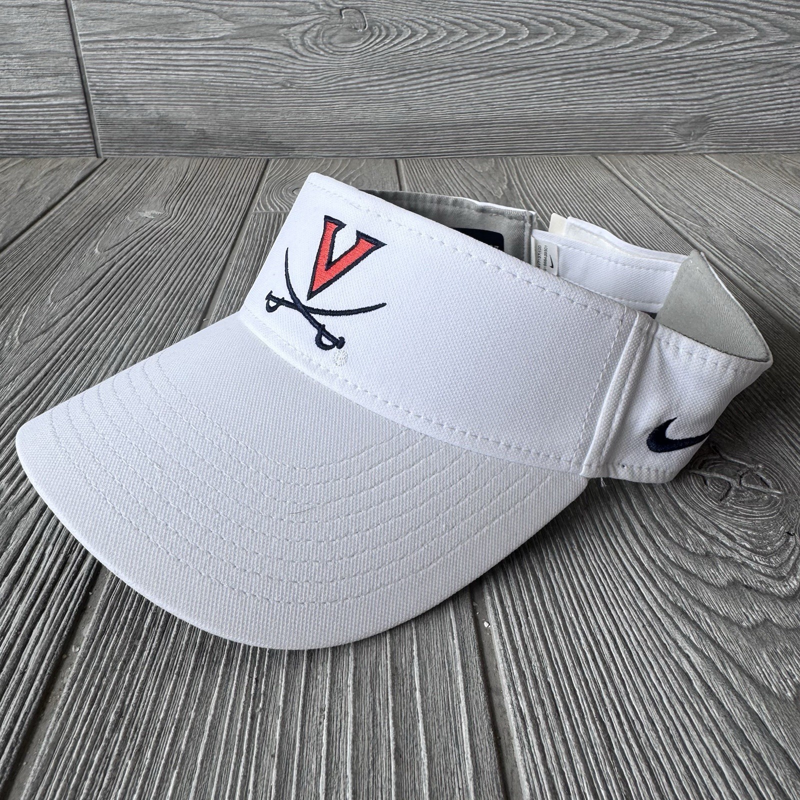 Nike White Virginia Cavaliers Logo Dri Fit Performance Adjustable Visor