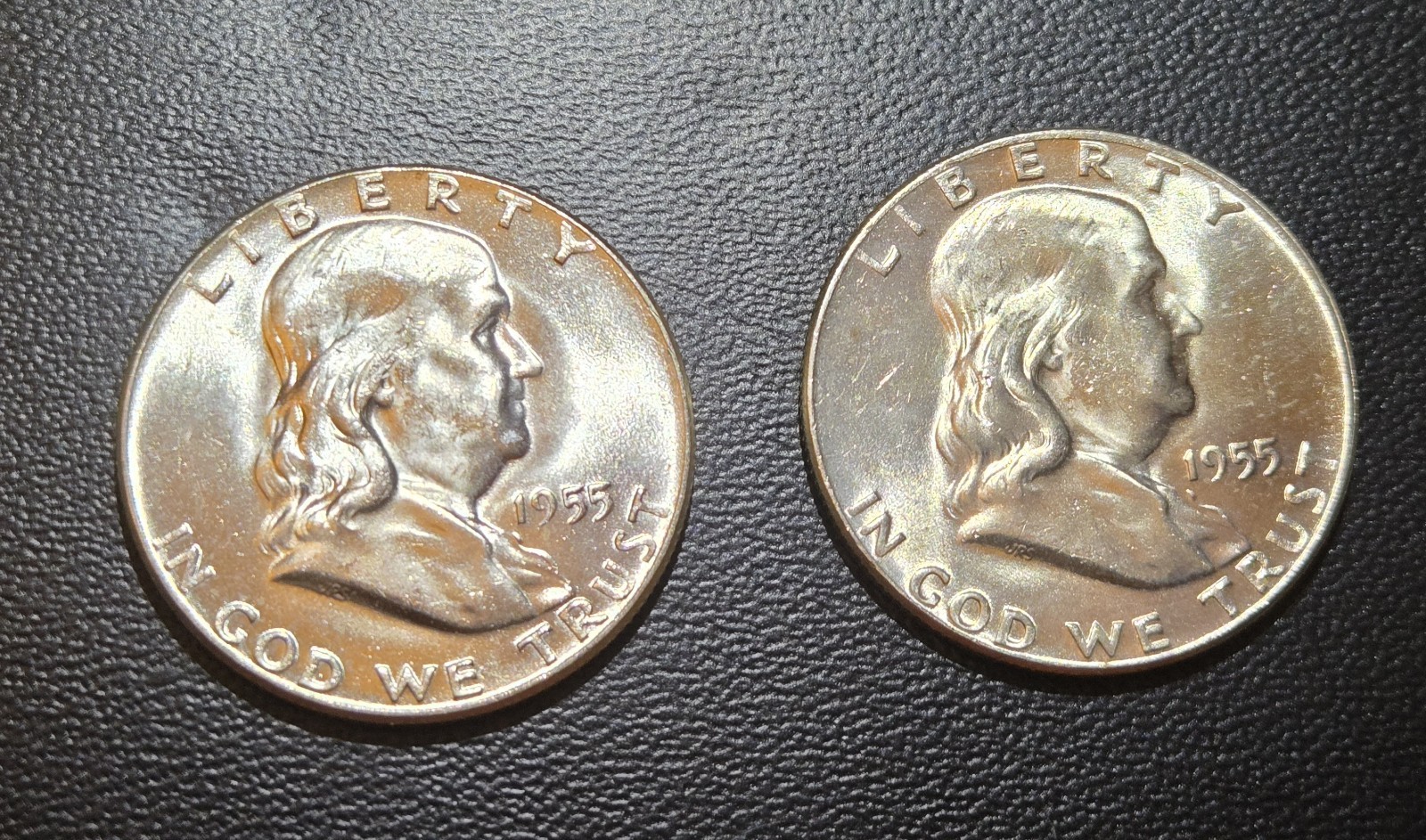 1955 Franklin Half Dollar 50C 90% Silver Coin Bugs Bunny Lot of 2 coins