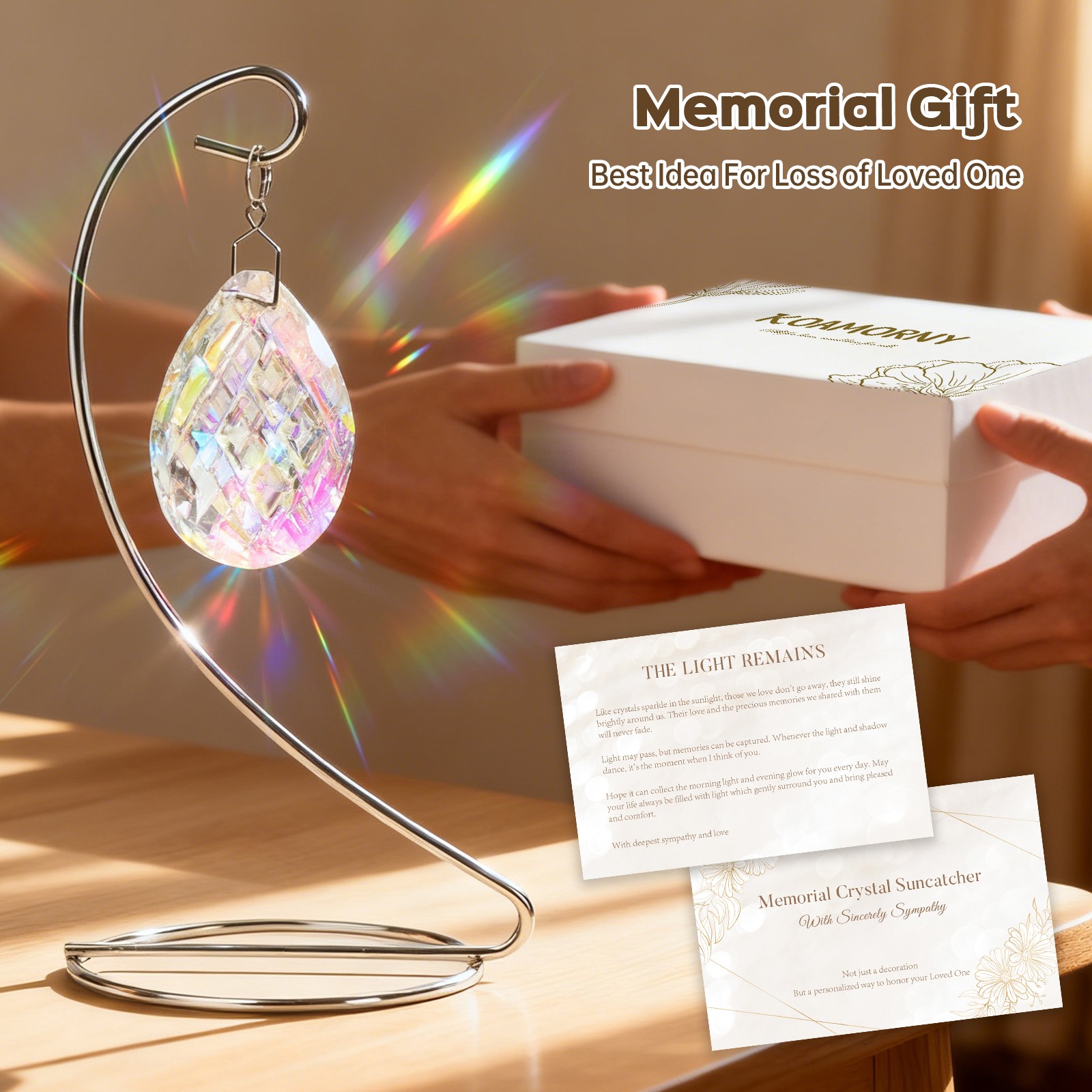 Sun Capture Light Drop Shape Vertical Crystal Glass Light Capture Device Gift