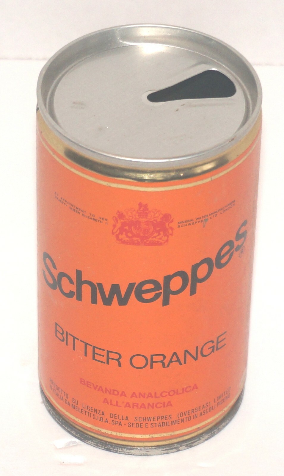 Vintage Schweppes Bitter Orange Italy 4.5" High Can Without Tab