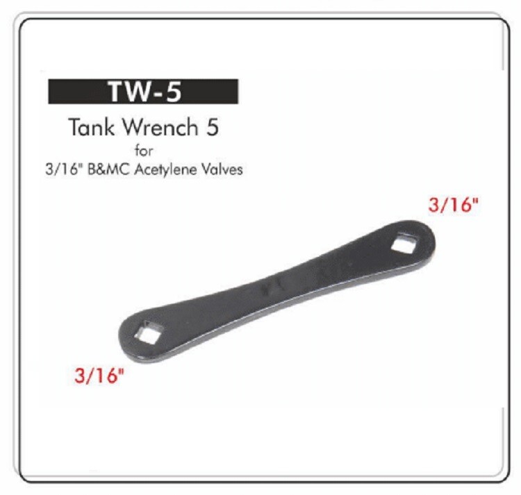 Cylinder Wrench, B & MC Acetylene Valves 3/16” Square Socket Both Ends TW5