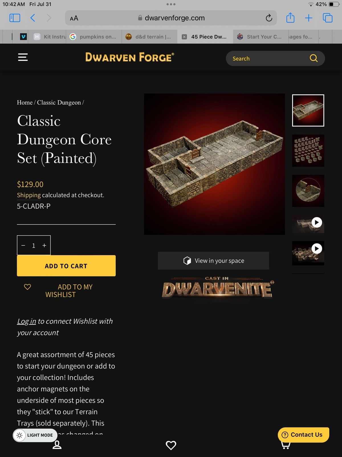 Dwarven Forge Dungeon Core Classic Set Factory Painted With Magnets.