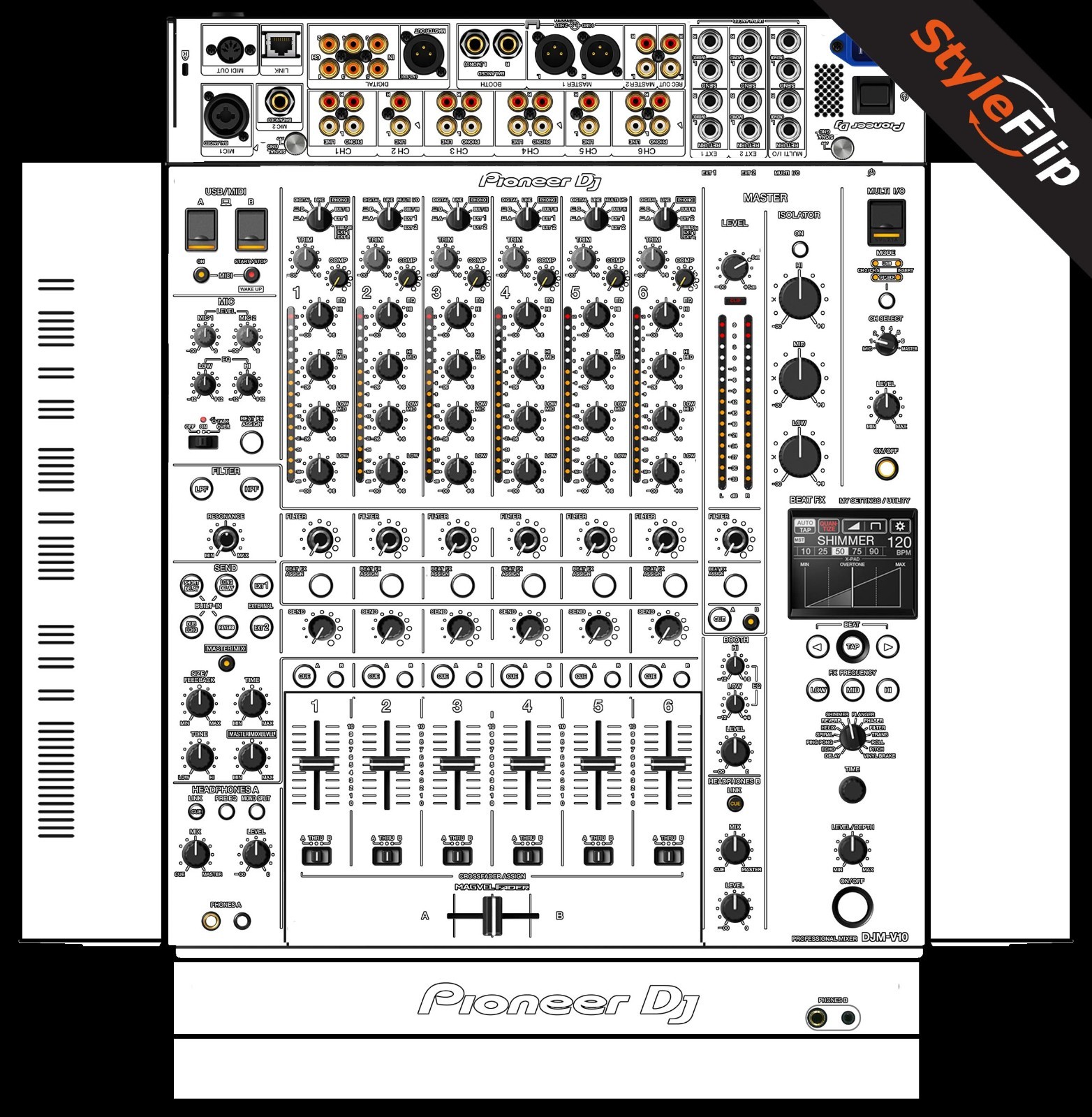 Pioneer DJM-V10 Skin | White | Protective Decal | StyleFlip