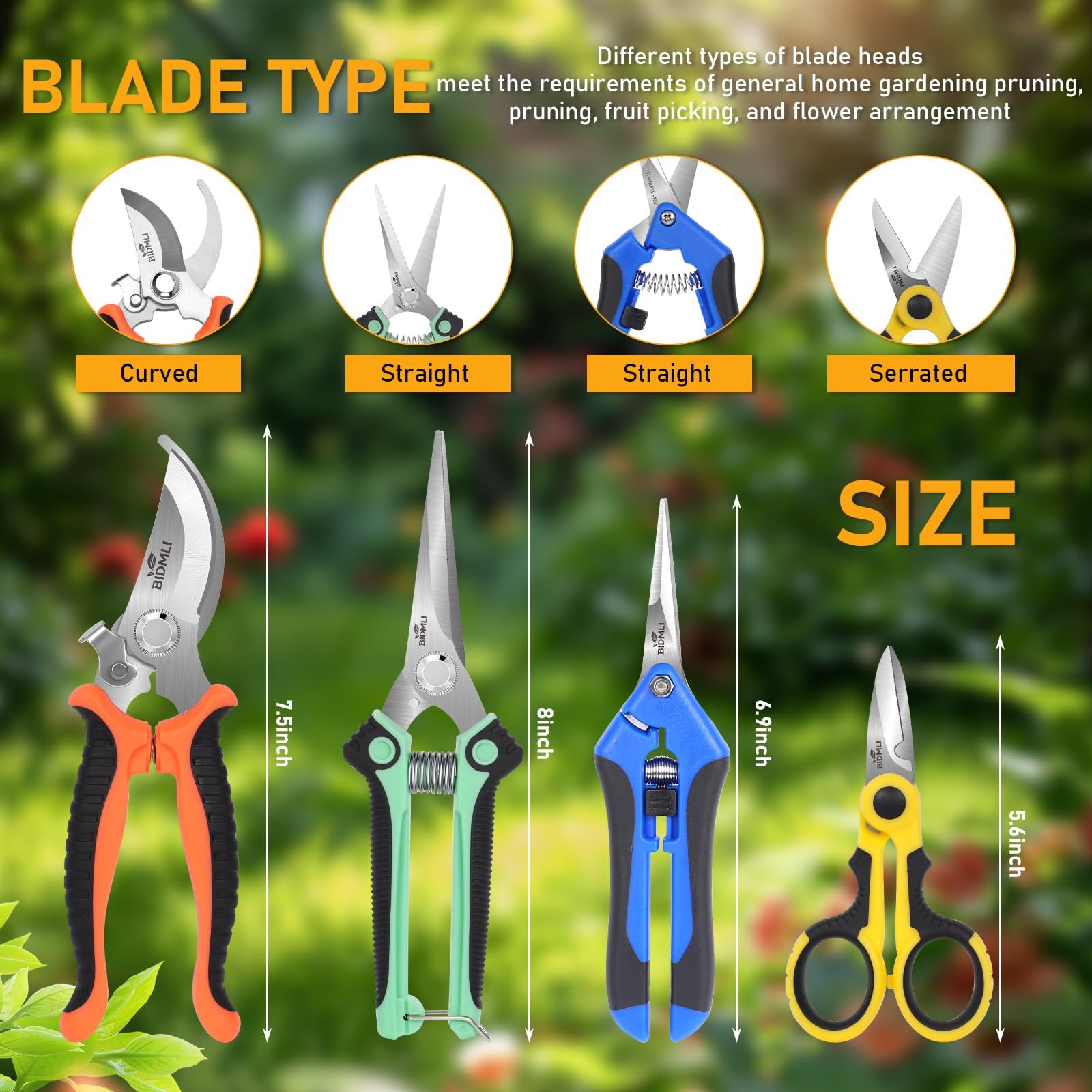 4-Pack Multifunctional Garden Scissors Set-BIDMLI Moderate, Multicolor-set 1
