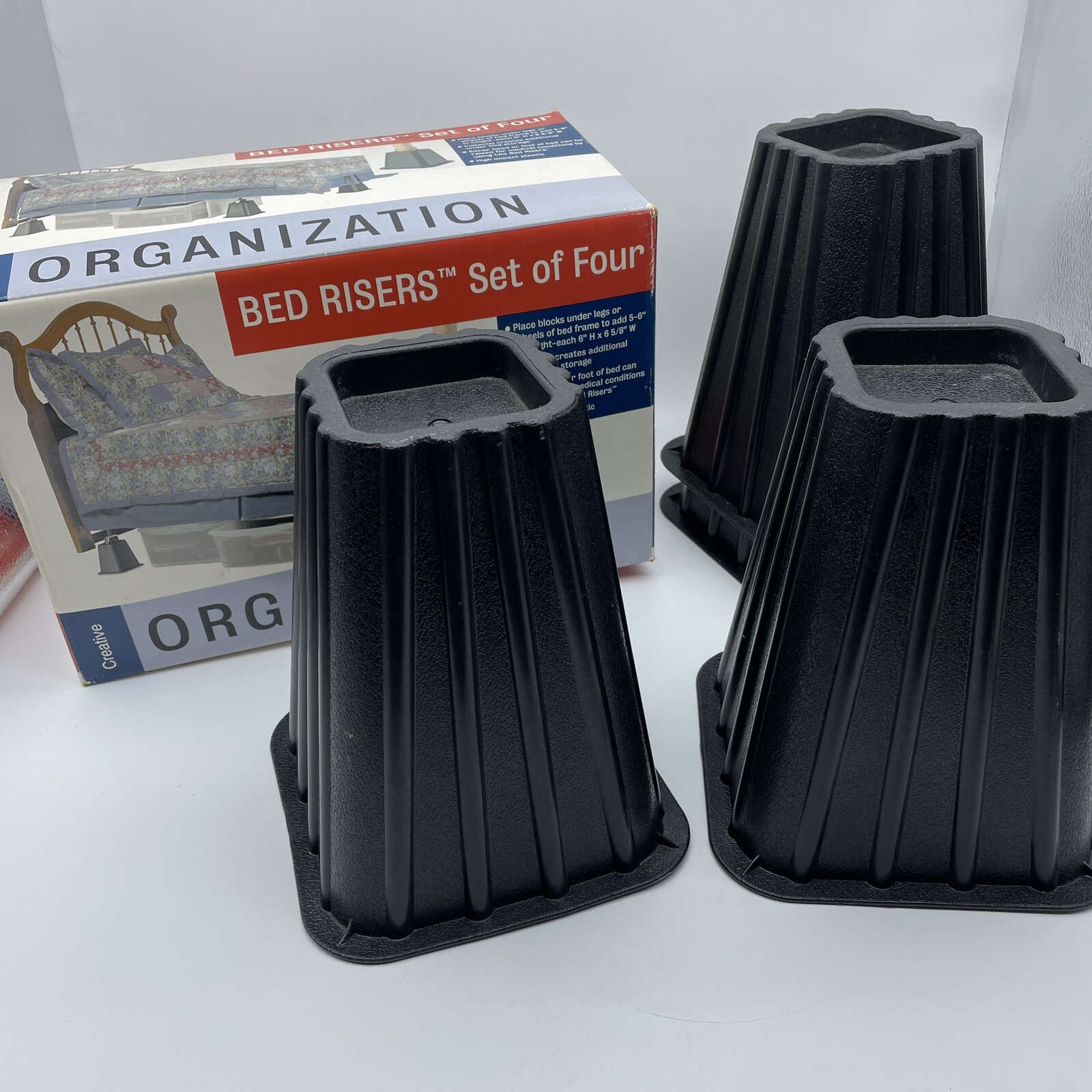 Heavy Duty Set of 4 Bed Risers, Creative Organization 6” Stackable