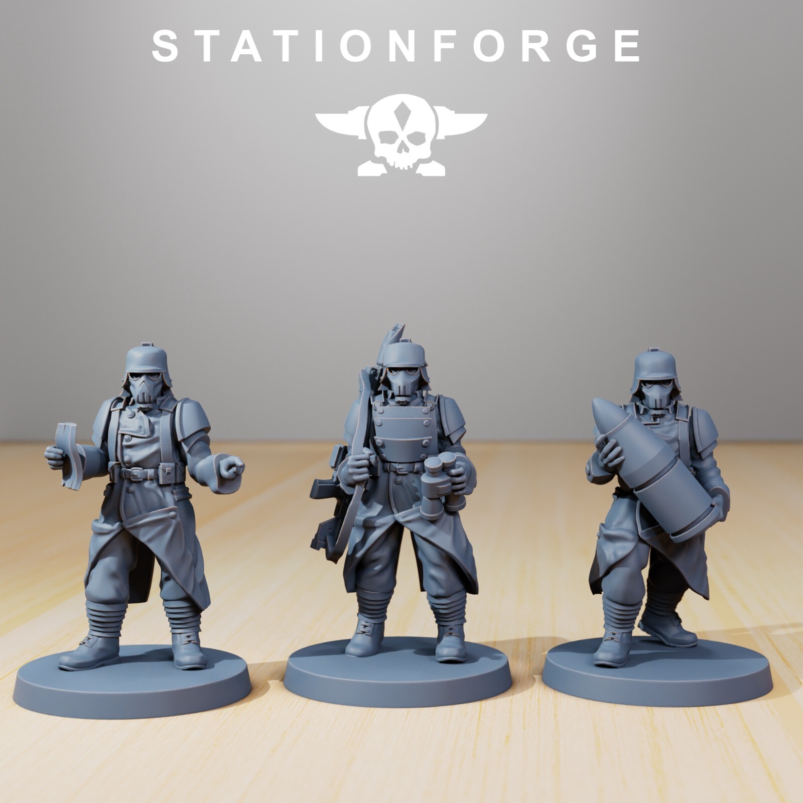 Imperial Soldiers of the Grim Guard x 2, Death Division, Ordnance Crew Head Only