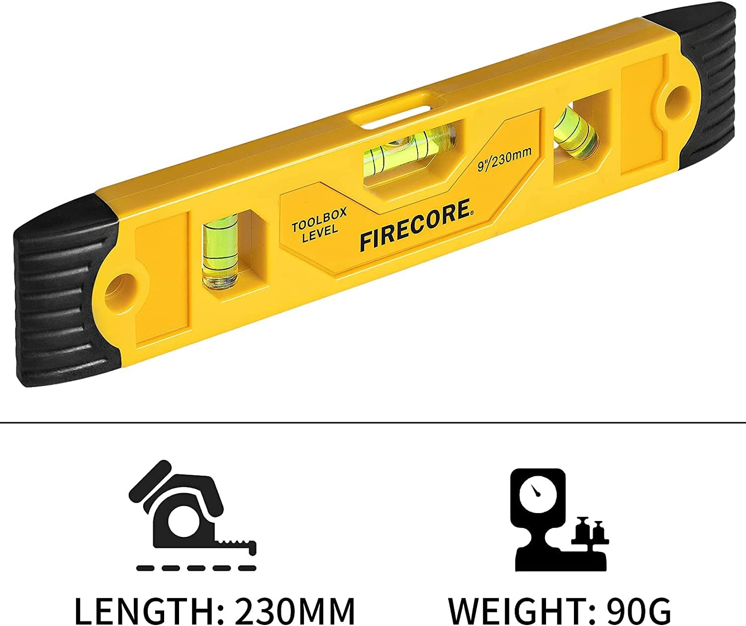 Firecore 3pcs Magnetic Torpedo Level, 9-Inch Shockproof Toolbox Level Orange