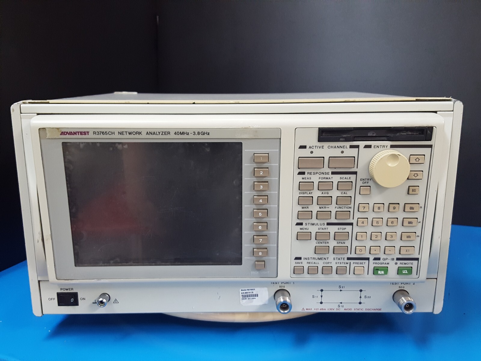 Advantest R3765CH: Network Analyzer, 40MHz-3.8GHz, Not working (0172)