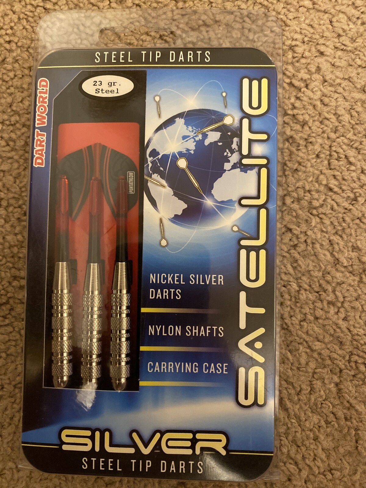 Dart World 10183 Satellite Silver Steel Tip Darts, 23gr.