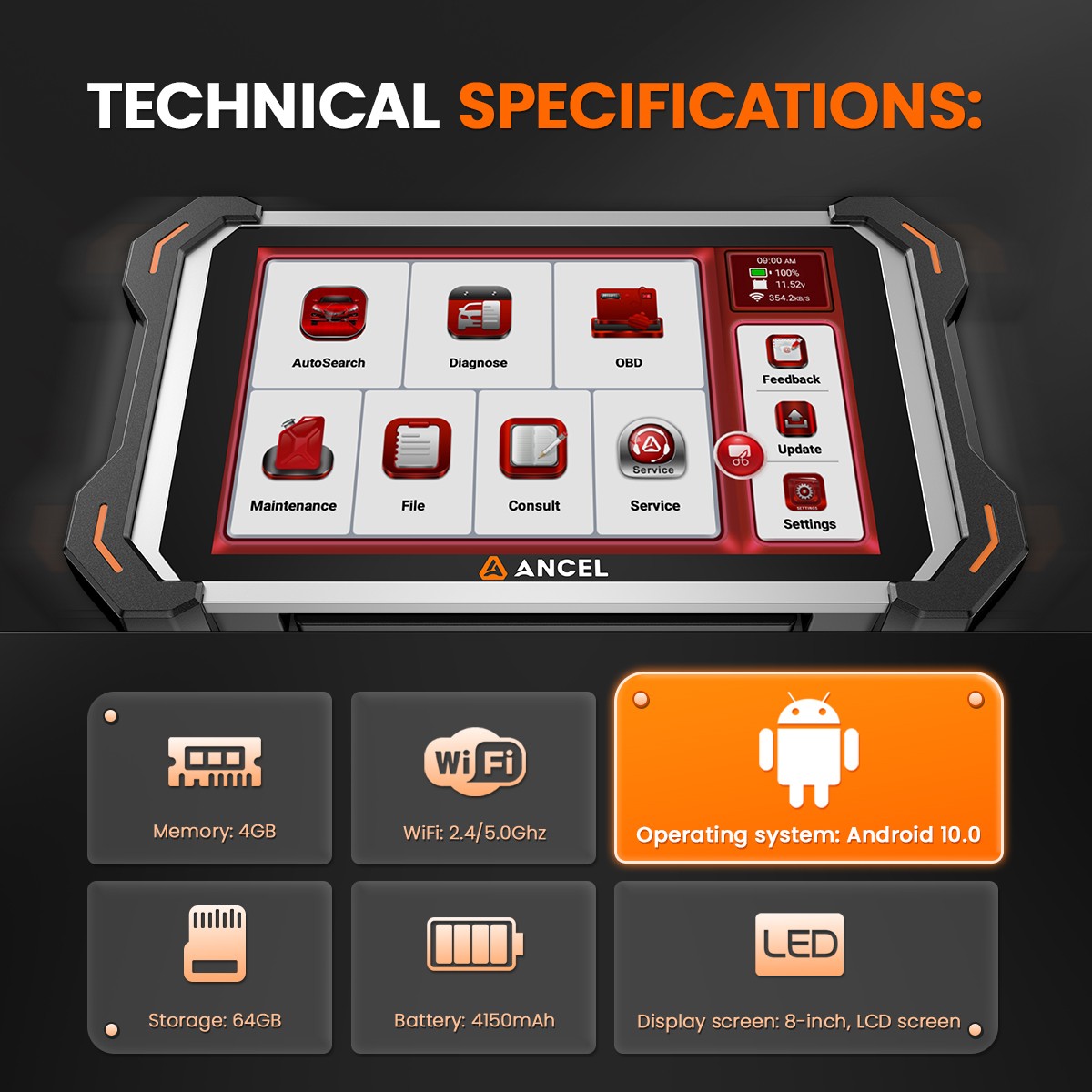 ANCEL DS600 BT OBD2 Scanner All System Diagnostic Tool IMMO/Key Programming
