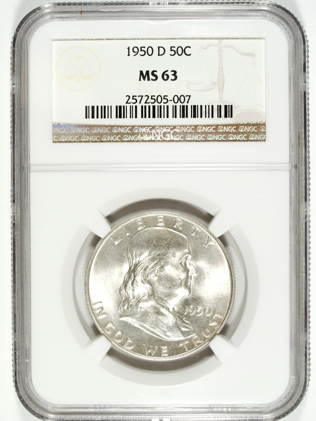 1950 D Franklin Half Dollar NGC MS 63 Early Date Issue 007