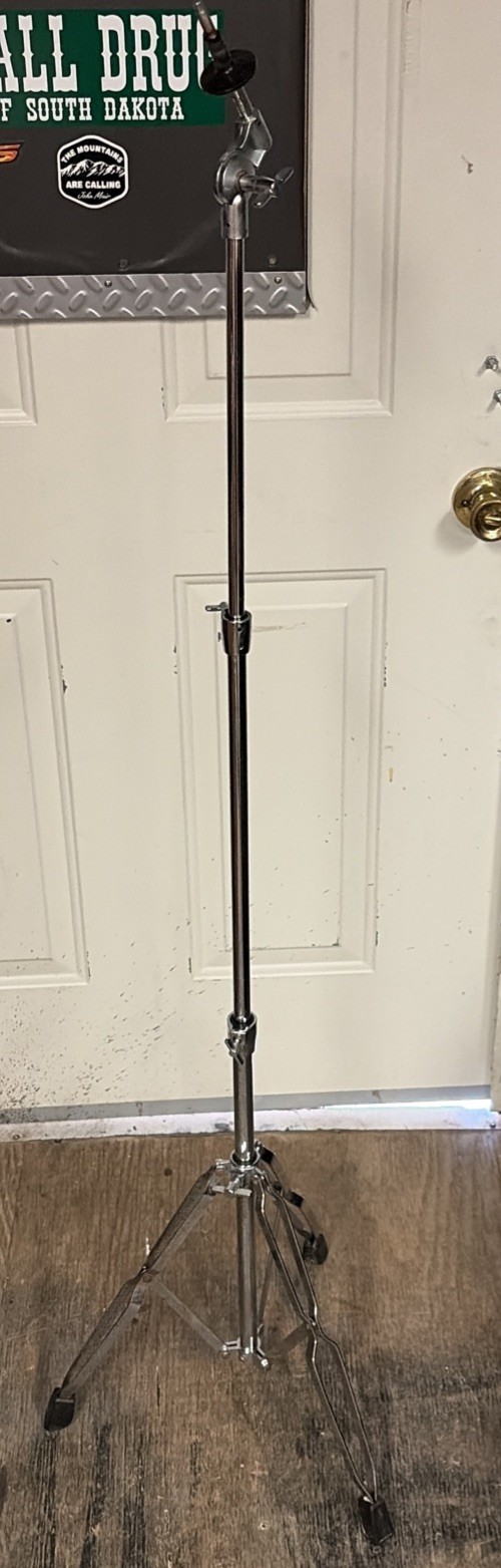 Straight Drum Cymbal Stand Double Braced Chrome Adjustable Height Pls Read