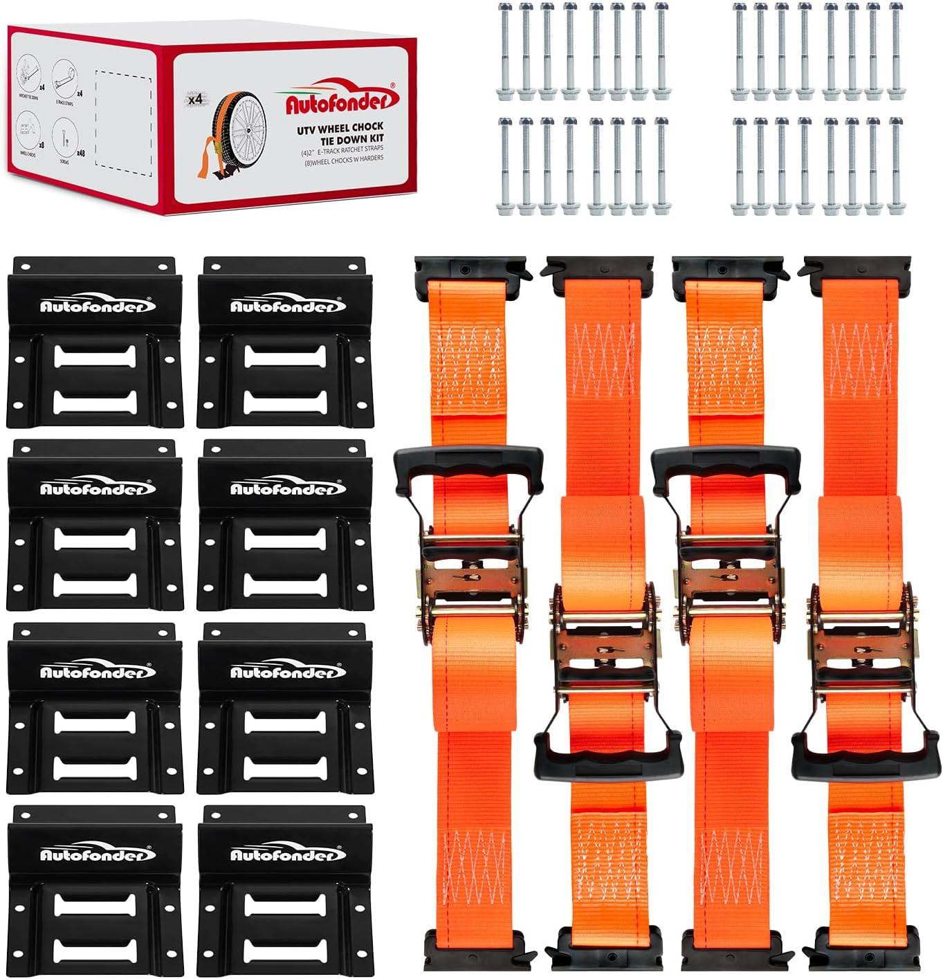 Wheel Chock Tie down Kit (4500Lb Break Strength) Heavy Duty Trailer Tire Straps