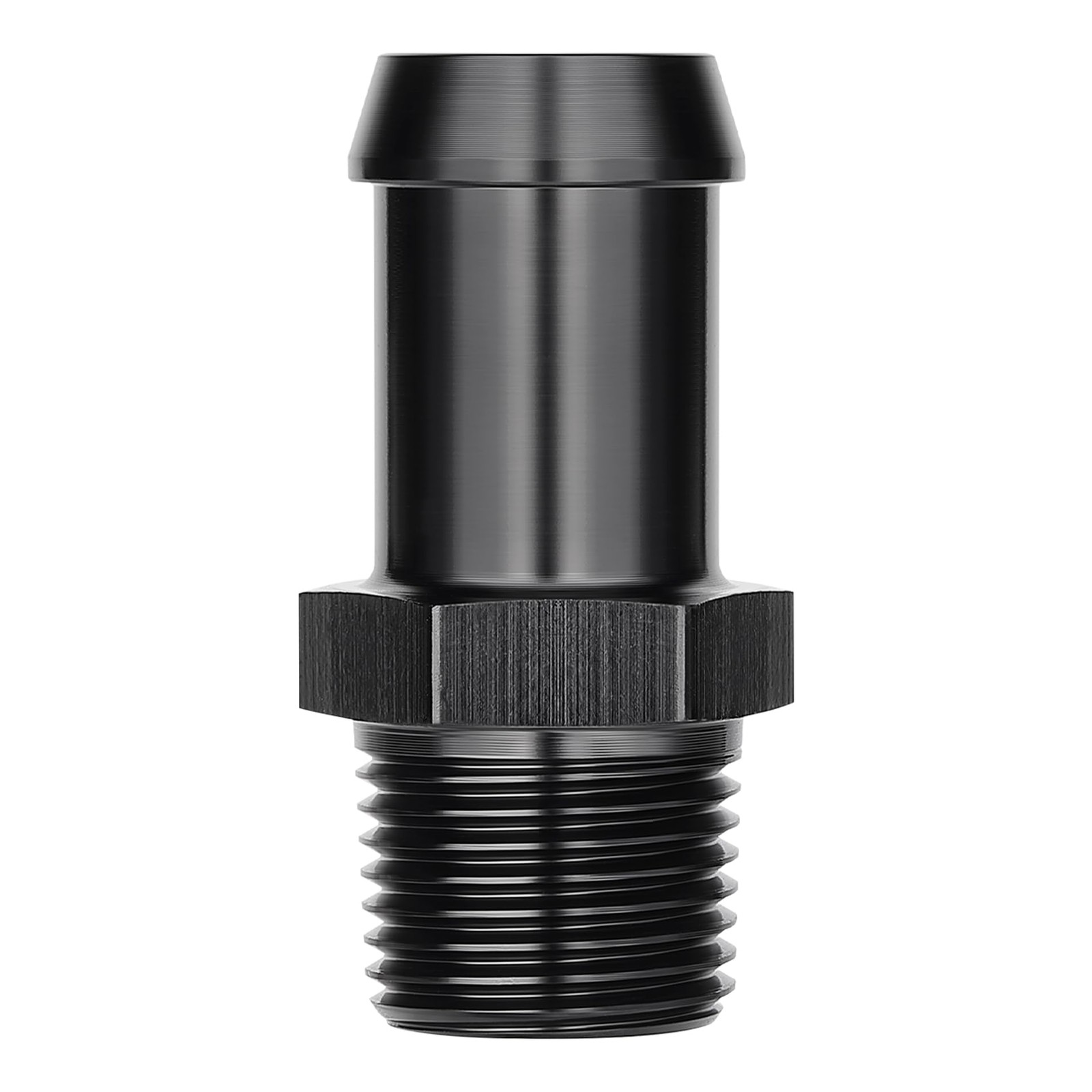1/2" NPT Male to 3/4" Barb Fitting Adapter Straight Aluminum Black