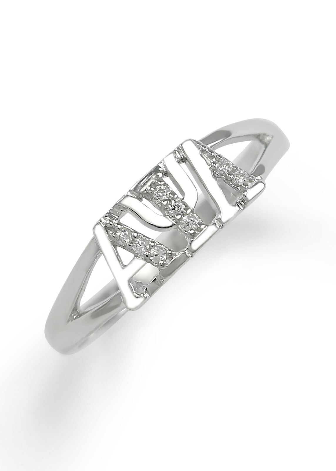Alpha Psi Lambda Sterling Silver ring with CZ's