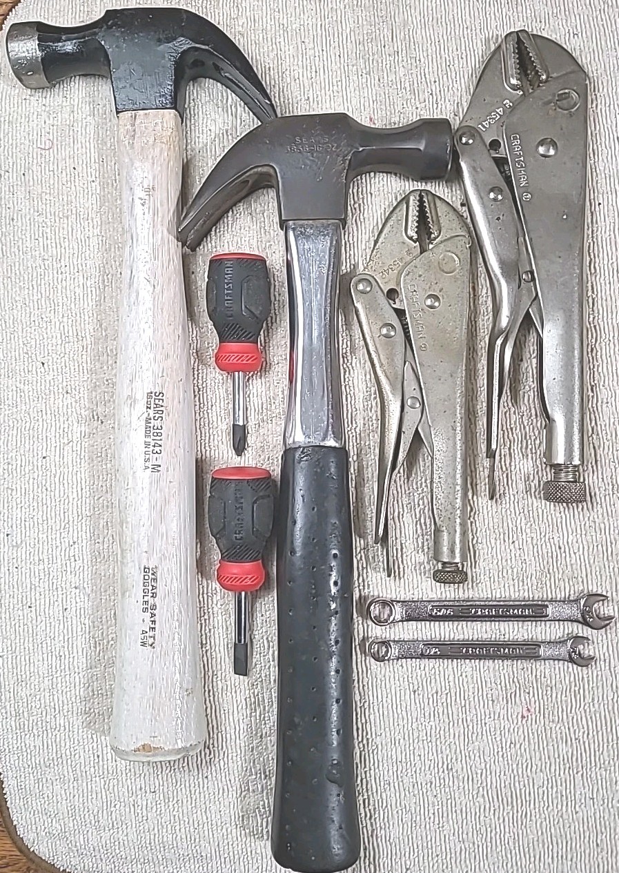 Sears Craftsman #3836-16oz Curved Claw Hammer Vise Grips, Screwdrivers, Wrenches