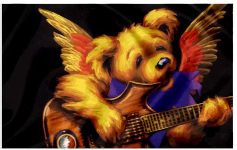 Grateful Dead Guitar Playing Winged Jerry Bear Steal Your Face 3x5 Flag