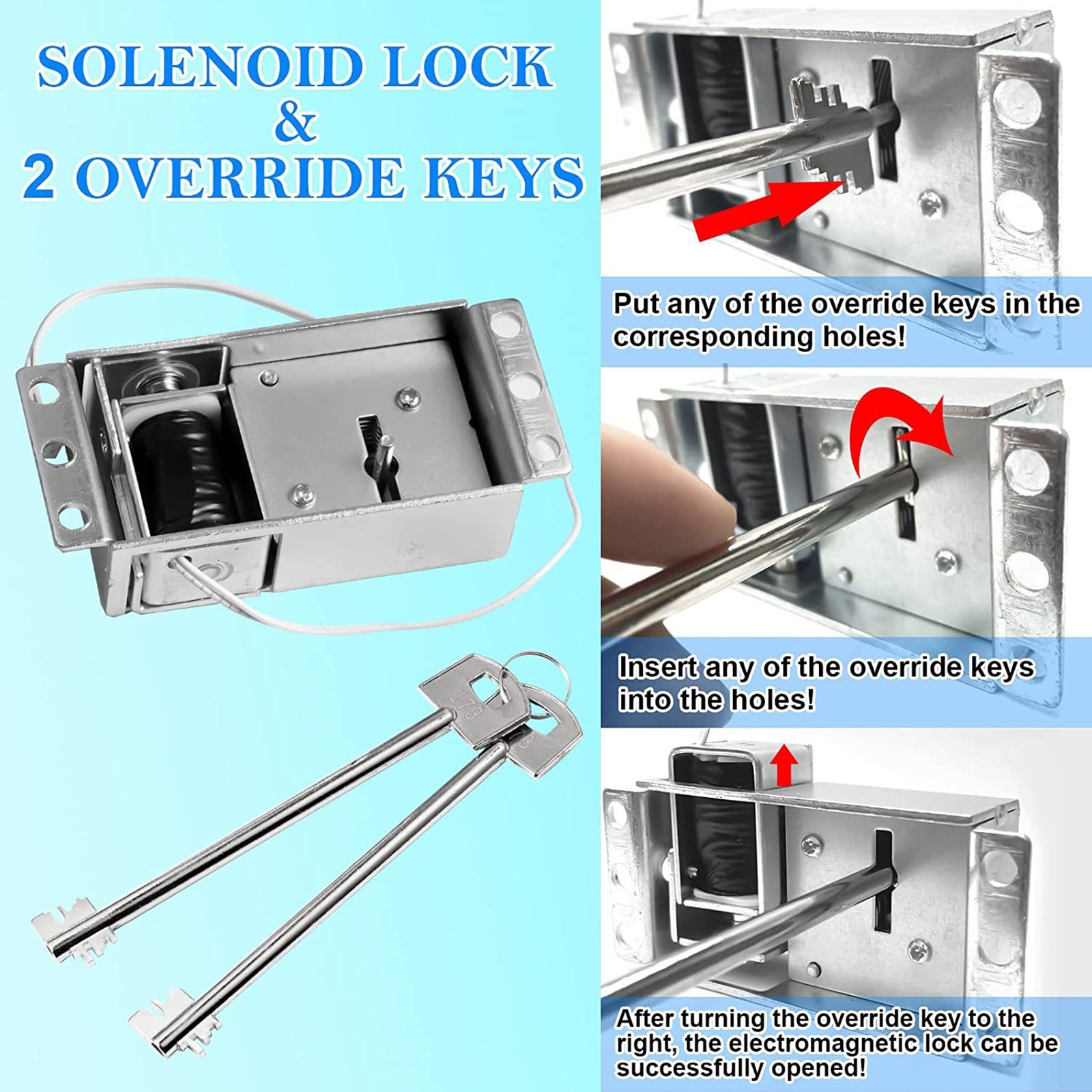 Stack-On Safe Lock Electronic Digital Safe Lock Replacement Solenoid Lock 2 Key