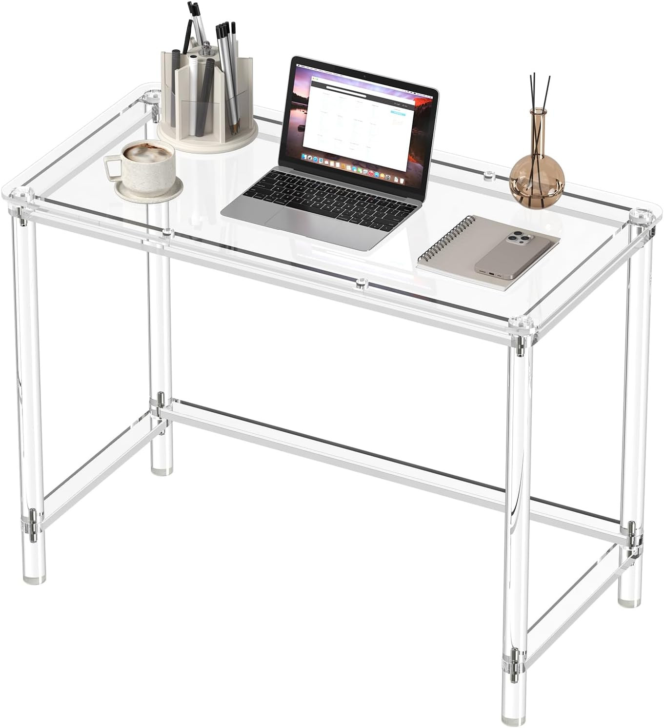 Acrylic Computer Desk, 40 Inch Clear Home Office Desk for Laptop, Study, Writing