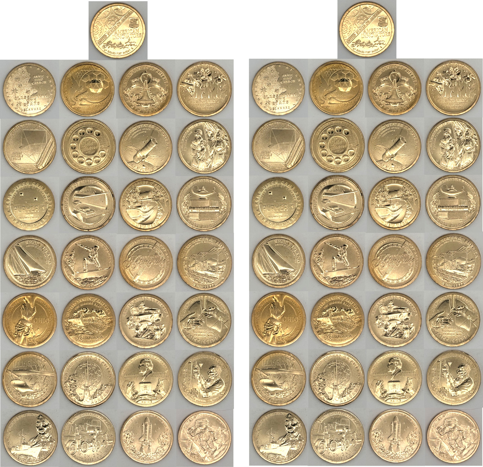2018 - 2025 58 Coin PD Mint Uncirculated American Innovation Dollar Set to Date