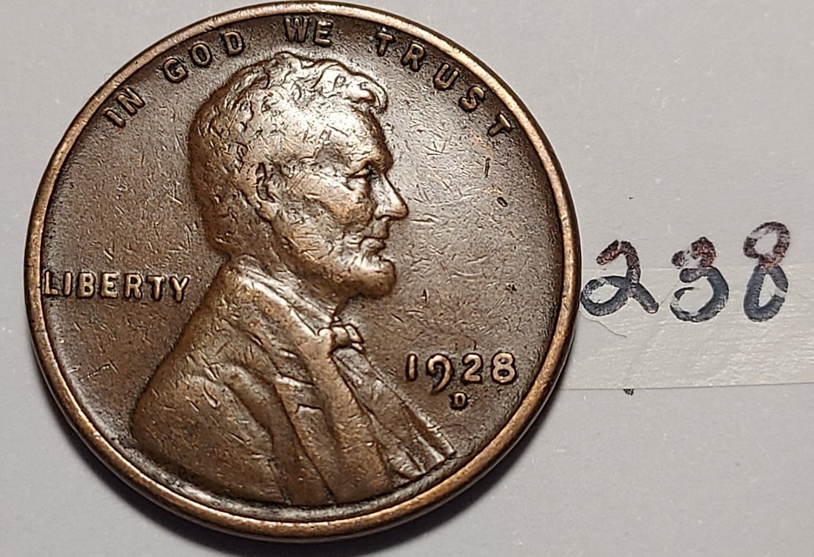 1928-D Lincoln Wheat Cent  Extremely Fine     #238