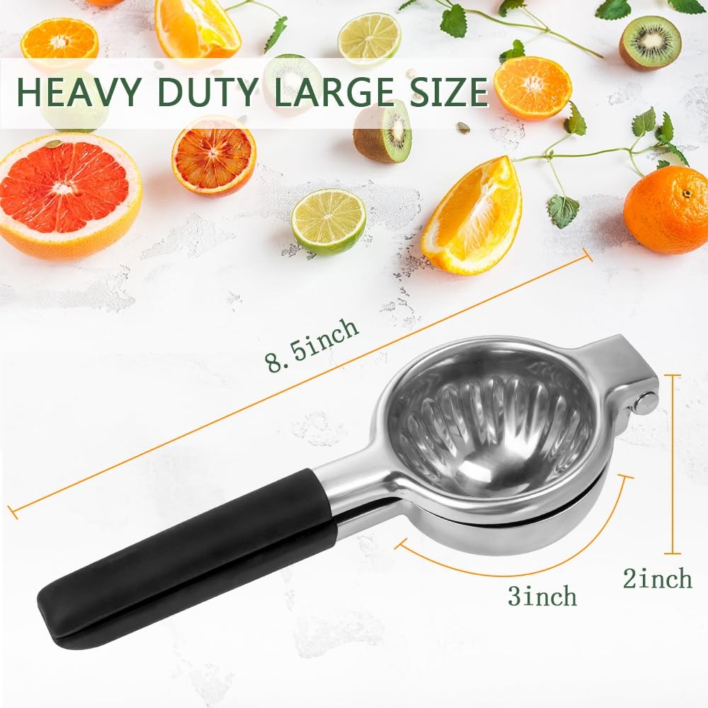 Stainless Steel Lemon Squeezer Lime Lemon and Fruit Juicer with Silicone Hand...