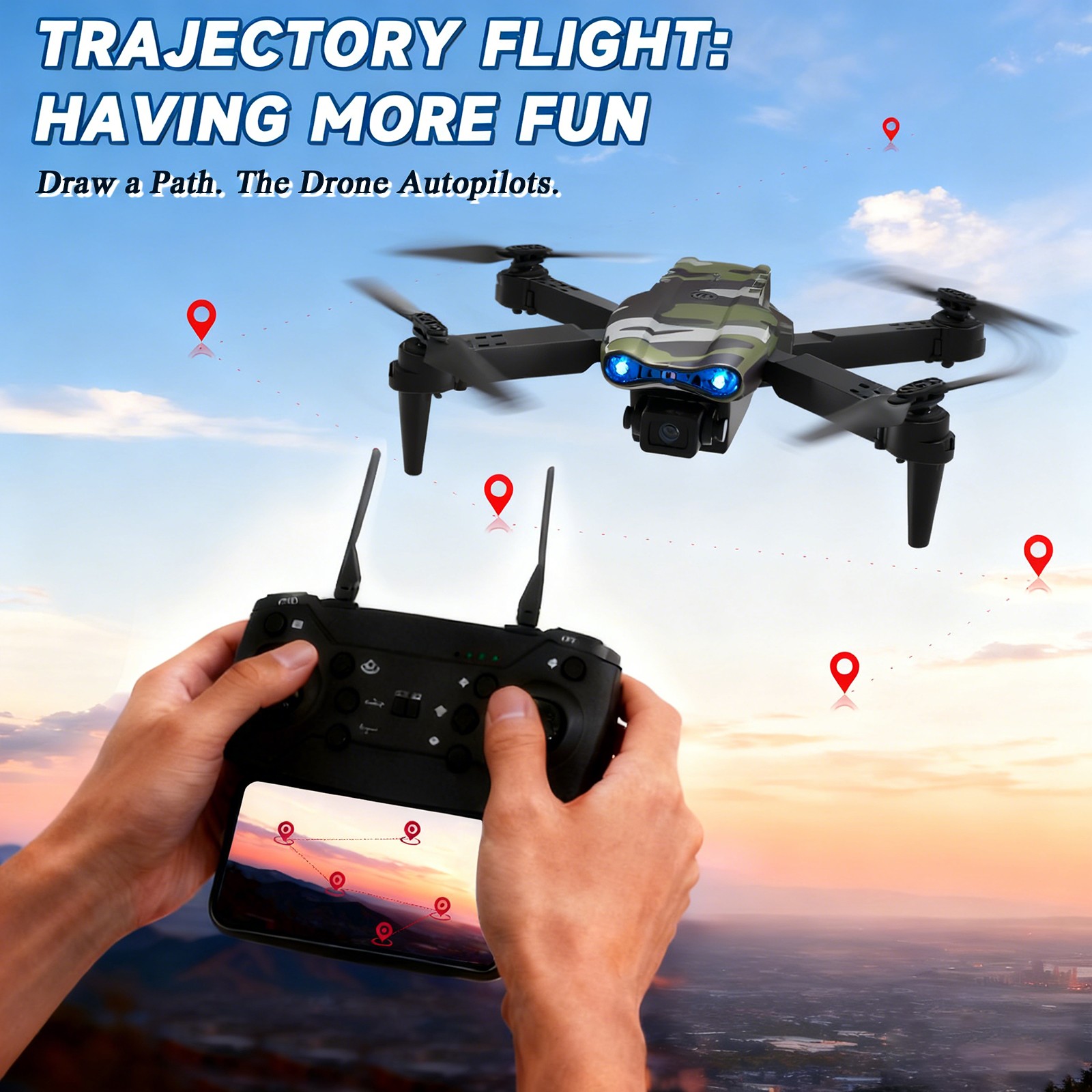 360° Obstacle Avoidance RC Quadcopter, Triple Camera Brushless Flying Drone