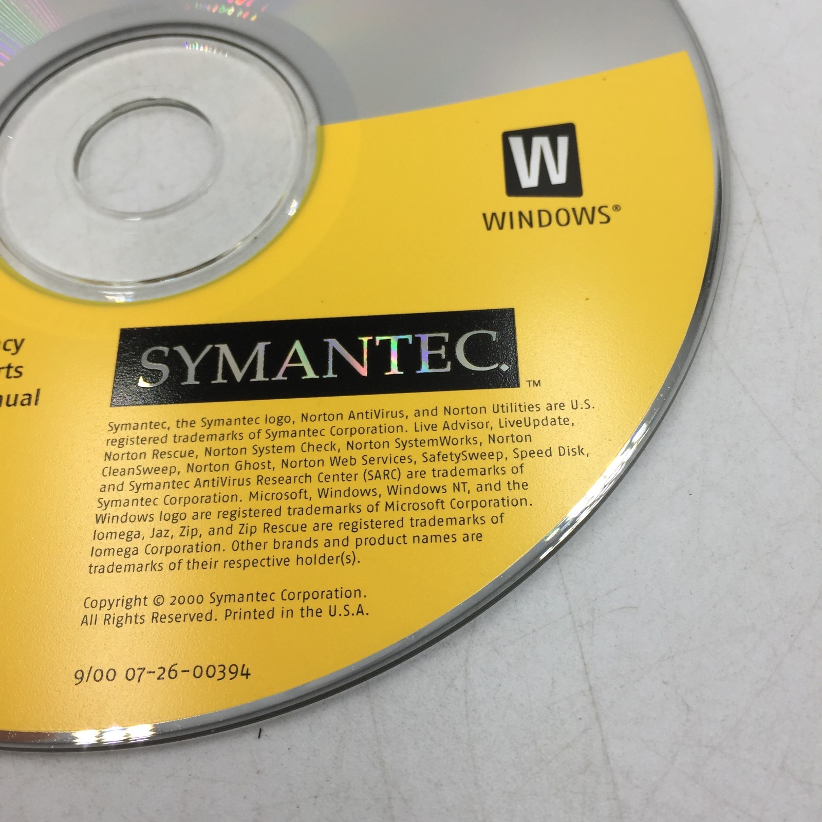 Norton SystemWorks 2001 Software Disc Symantec