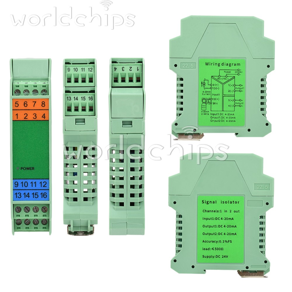 2 IN 2 OUT DC Current Voltage Signal Isolator 4-20mA Analog Signal Transmitter