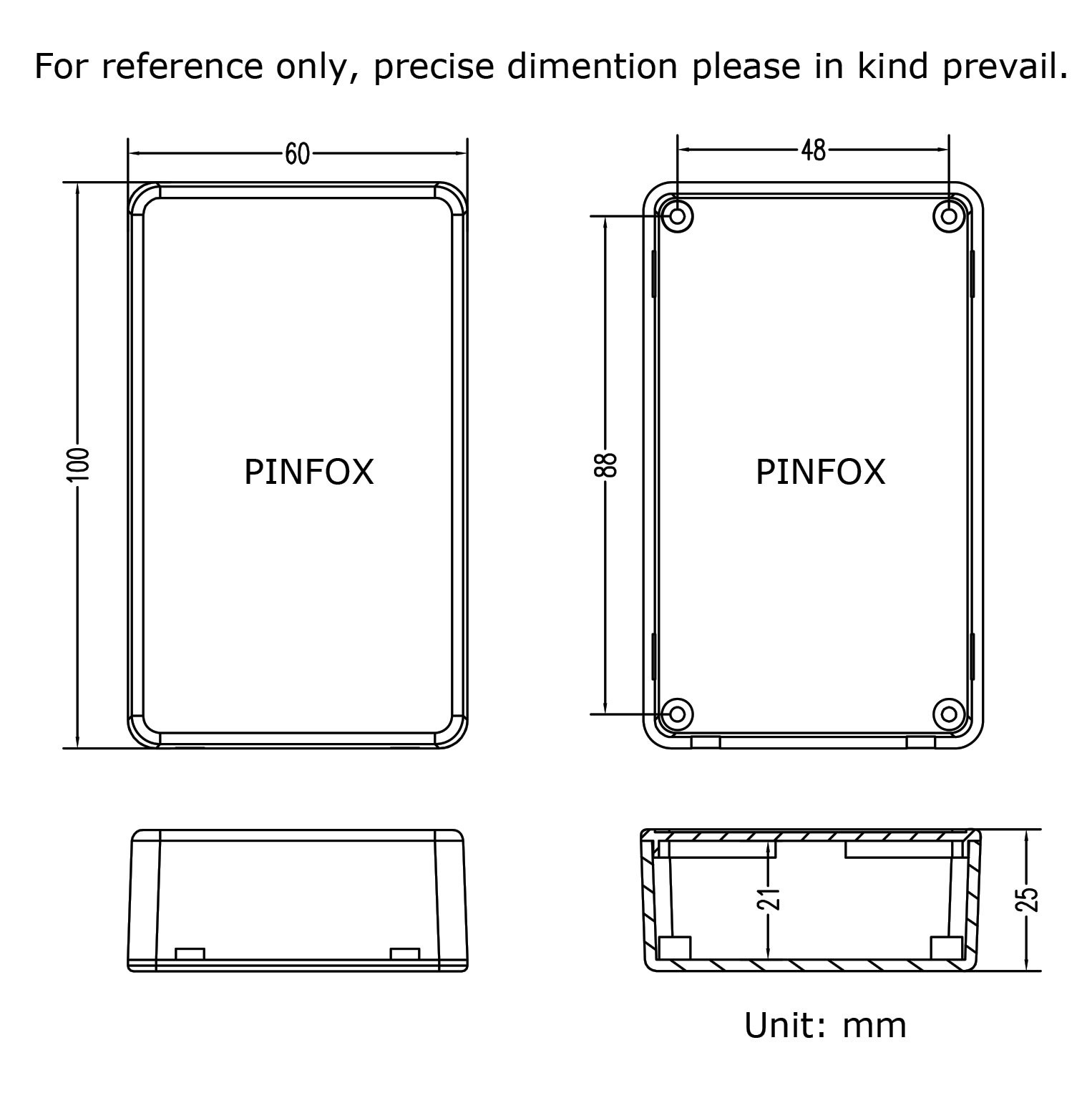 5 PCS Electronic Prototype ABS Plastic Junction Project Box Black 100x60x25mm
