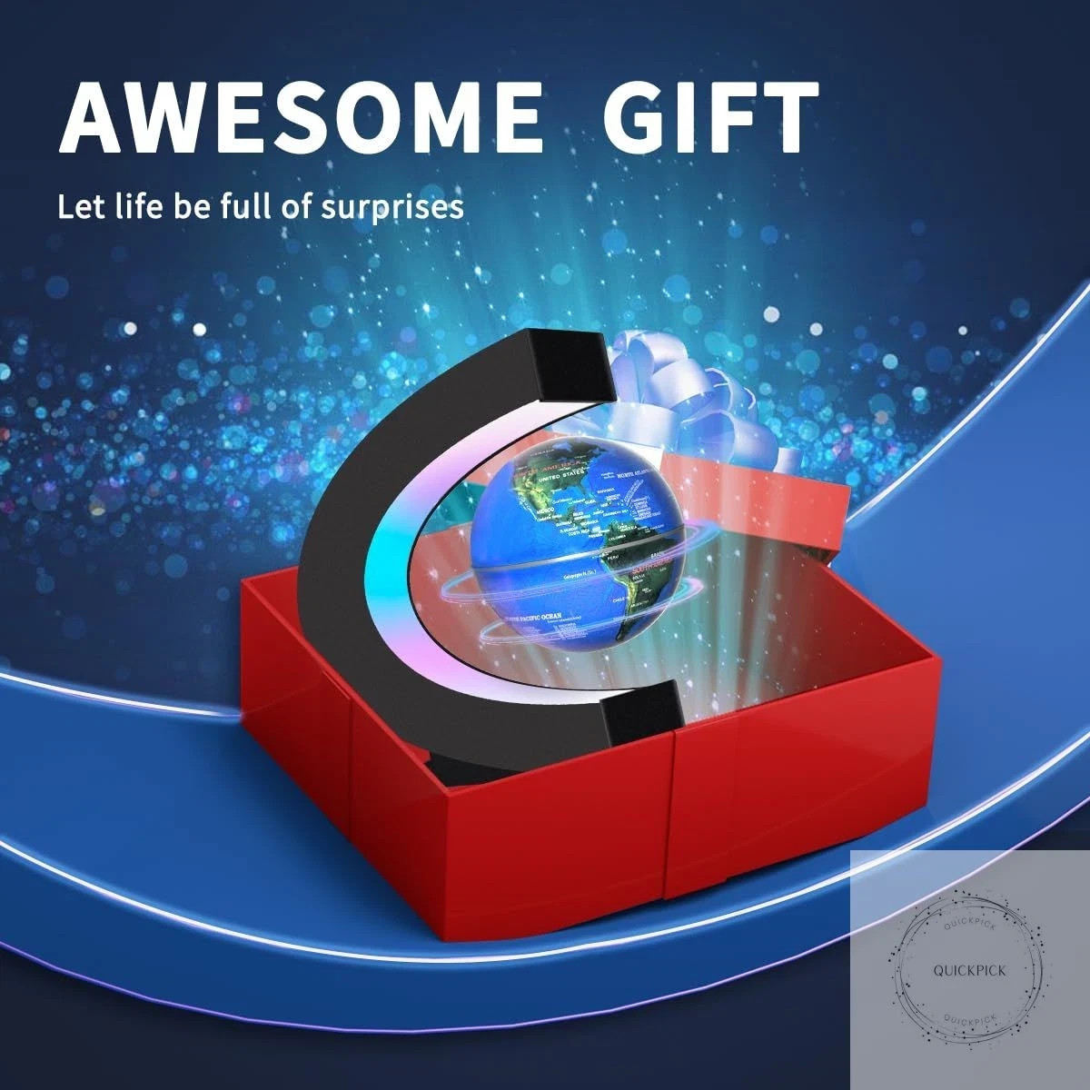 Magnetic Levitating Floating Globe with LED Lights, Cool Gadgets C Frame Globe