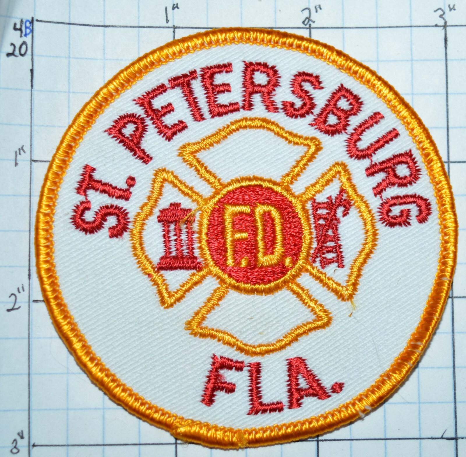 FLORIDA, ST. PETERSBURG FIRE DEPT 3" ROUND WHITE PATCH