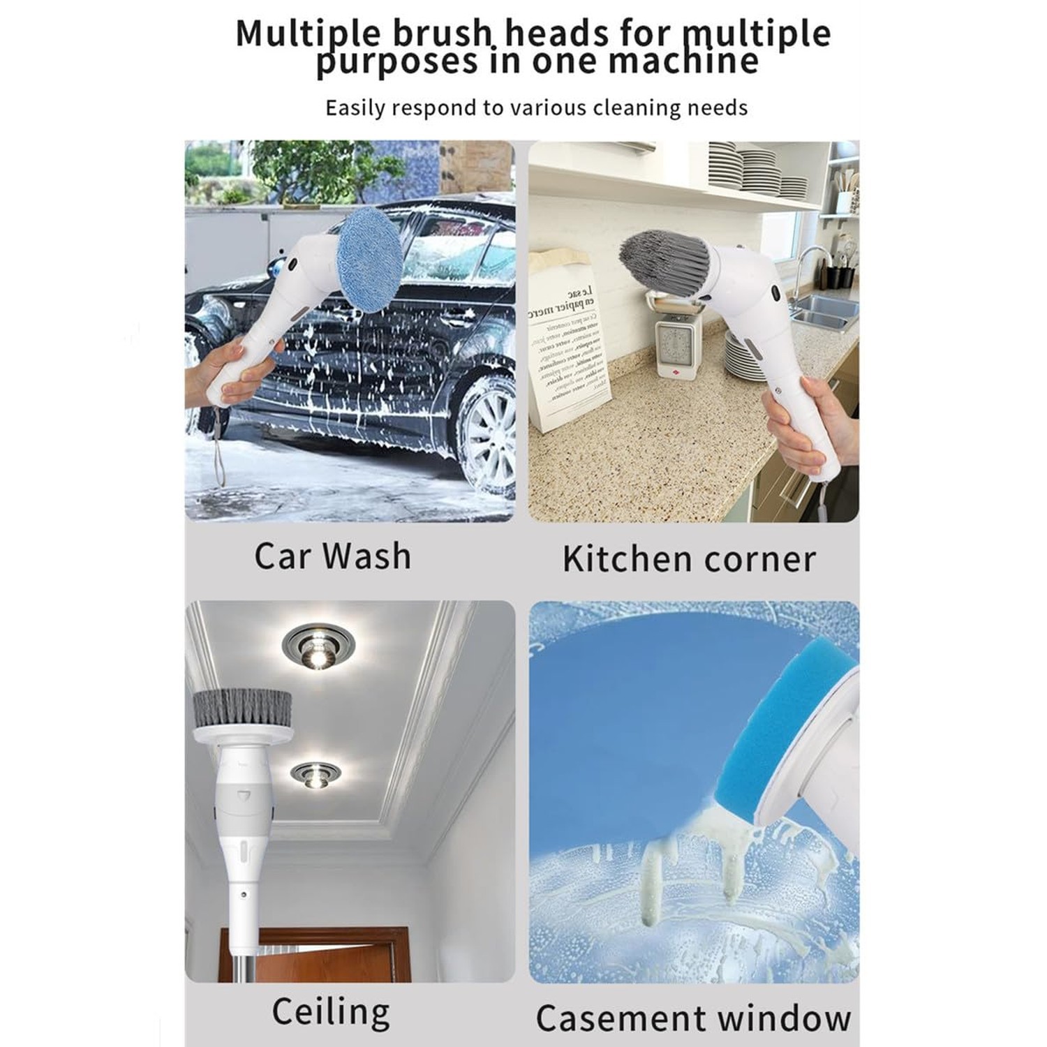 Taoke Electric Scrubber Brushes, 8 Replaceable Cleaning Heads & Adjustable Ha...