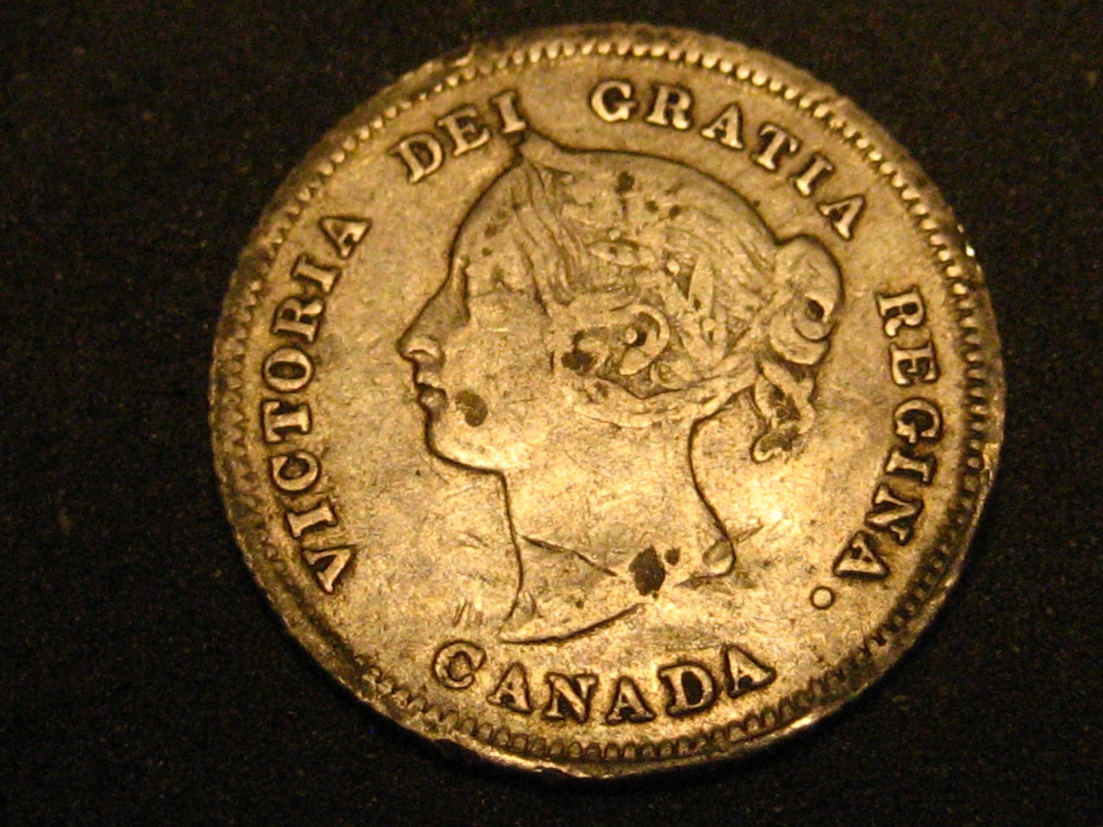 1880 H Canadian 5 Cent Silver Obv. 3