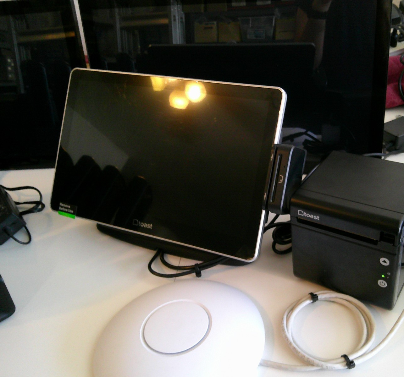 Toast Flex Restaurant System. POS, 5 Handheld Units, Printers, 22" Monitors