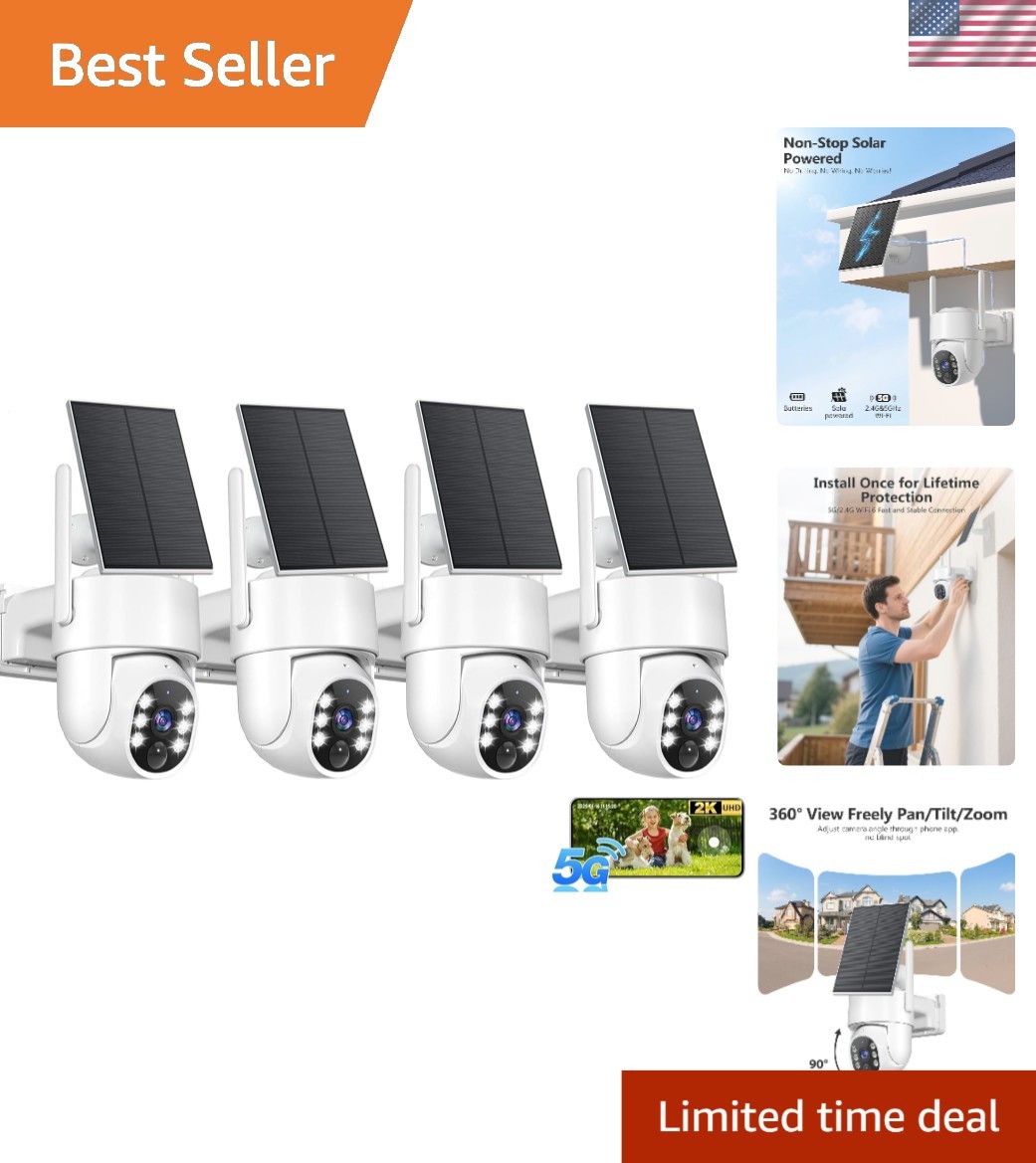 4 Immersive 2K Solar Security Cameras with Night Vision & Smart Detection
