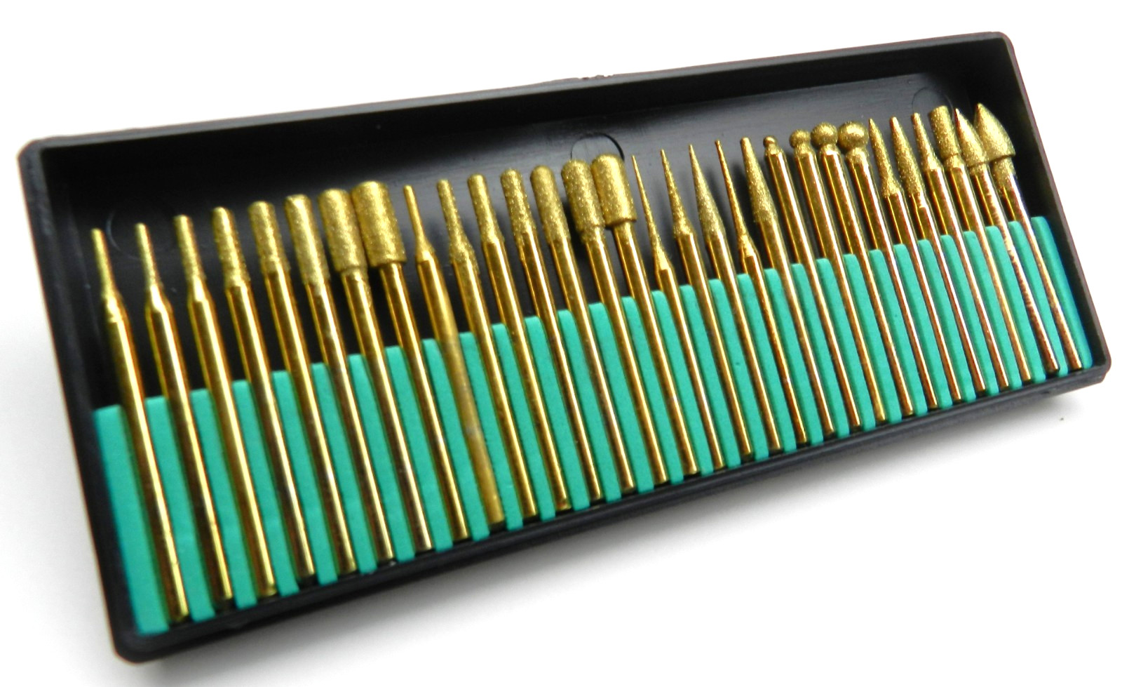Diamond Burs Titanium Coated 30 Bur Set Lapidary Jewelry Crafts 1/8" Shank Bits