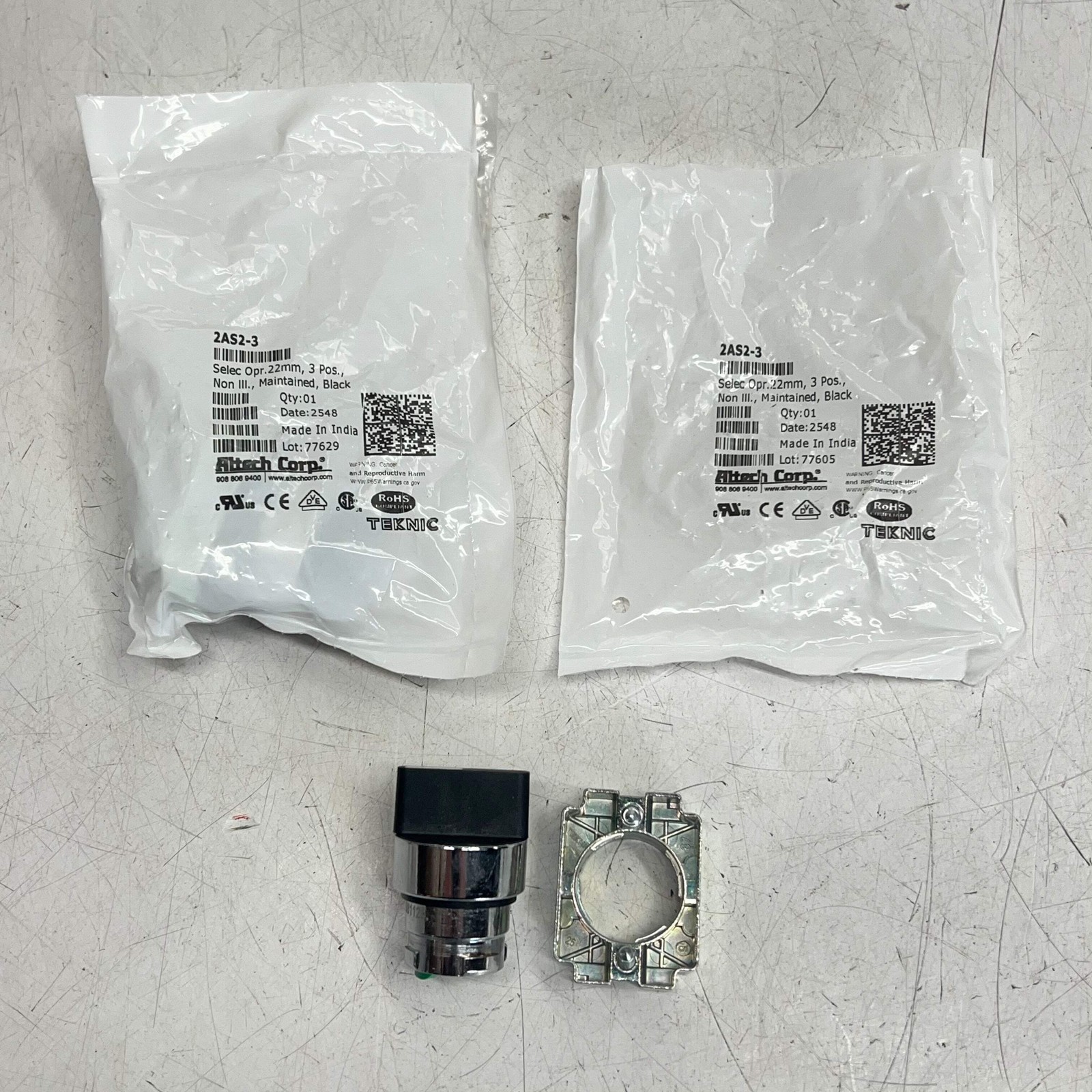 ALTECH CORP (2 PACK) Selector Switch OperatorNon-illuminated Metal 2AS2-3