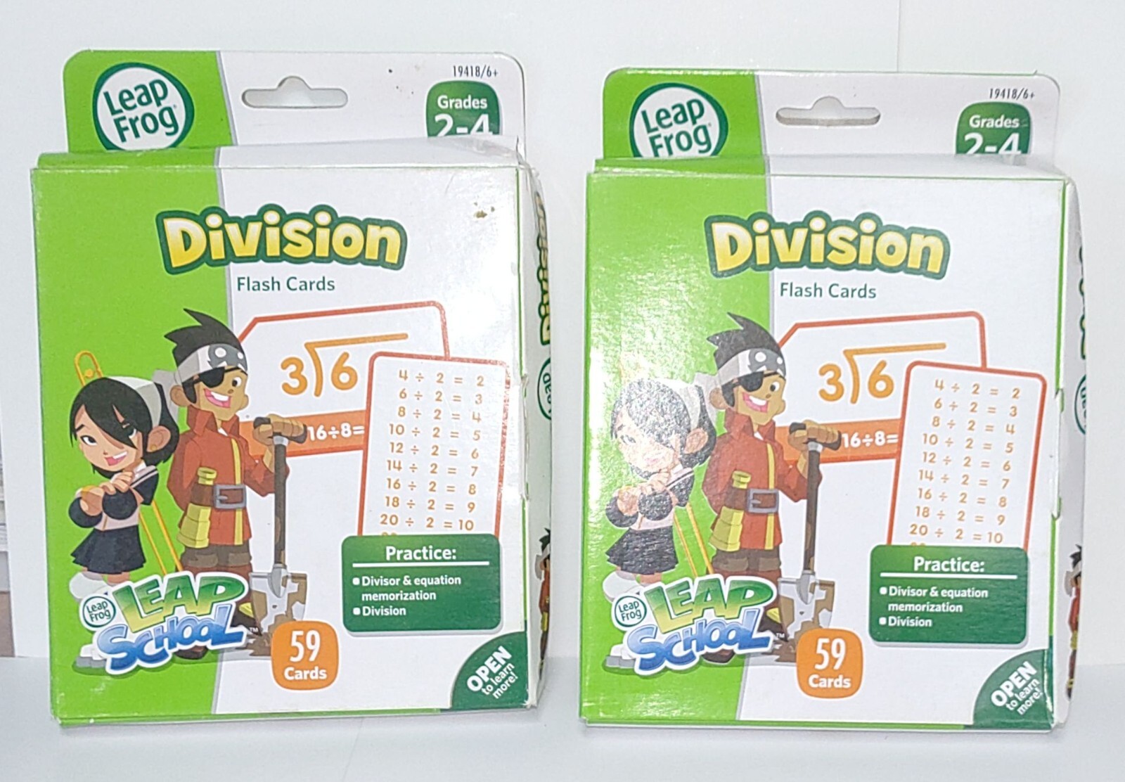 2 Packs Leap Frog Division Flash Cards Grades 2- 4  Brand New